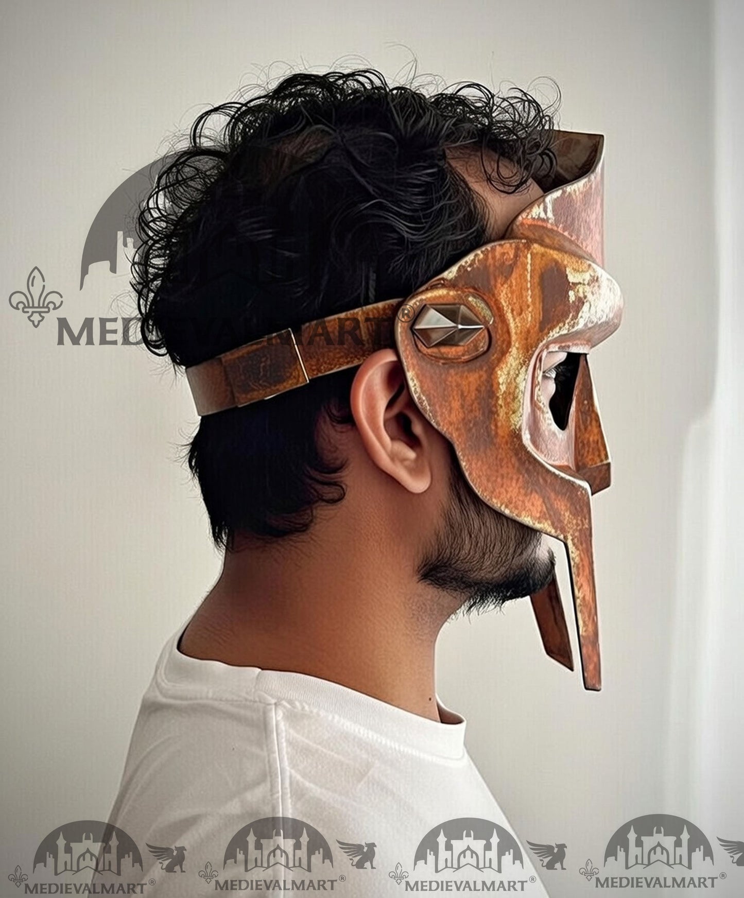 MEDIEVALMART PREMIUM MF DOOM Mask Mad Villain Copper Rusted Finish Steel Face Armor