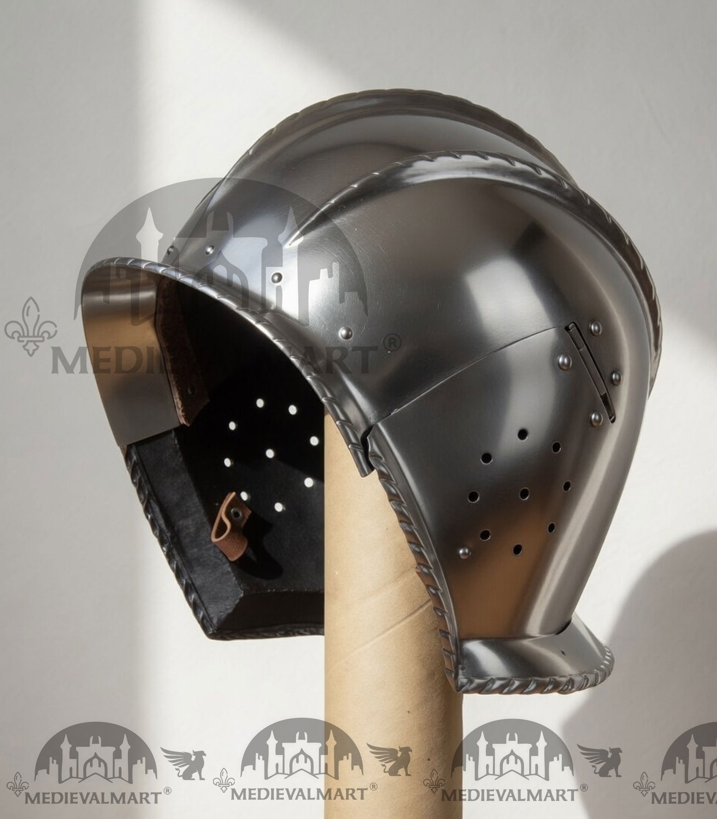 MEDIEVALMART 15th-Century Medieval German Burgundian Open Sallet Helmet