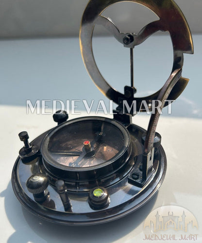 MEDIEVALMART Nautical Custom Engrave Sundial Working Compass Antique Black Finish | Gift For Dad & Mom