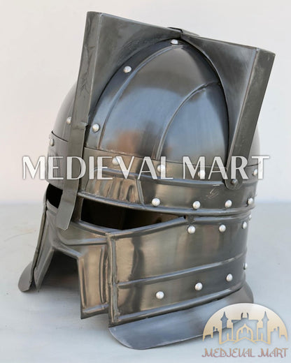 MEDIEVALMART Moria Dwarves Black Finish Helmet W/H Free Stand | LOTR Props