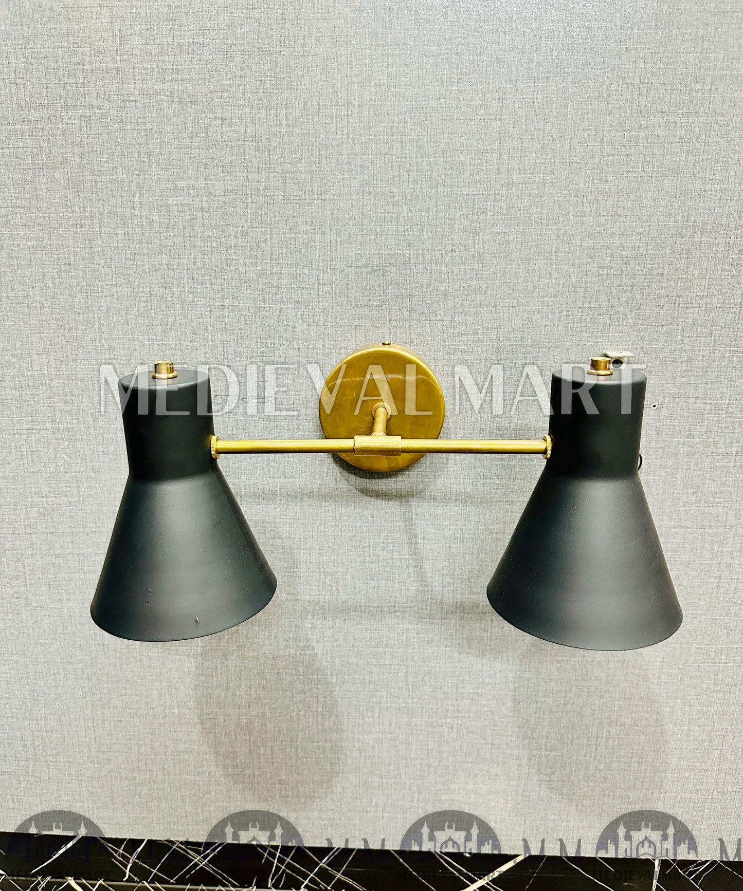 MEDIEVALMART Mid Century Brass Diabolo Wall Sconce - Italian Modern Lighting