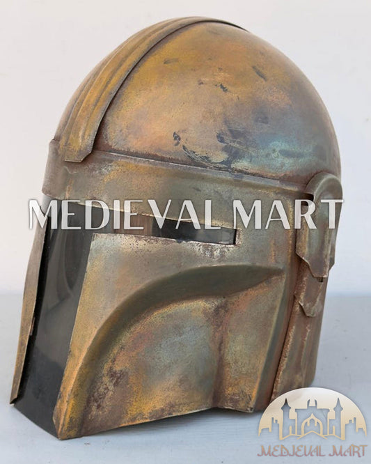 MEDIEVALMART "The Mandalorian" Din Djarin Antique finish Helmet W/H Free Stand | Star Wars Props
