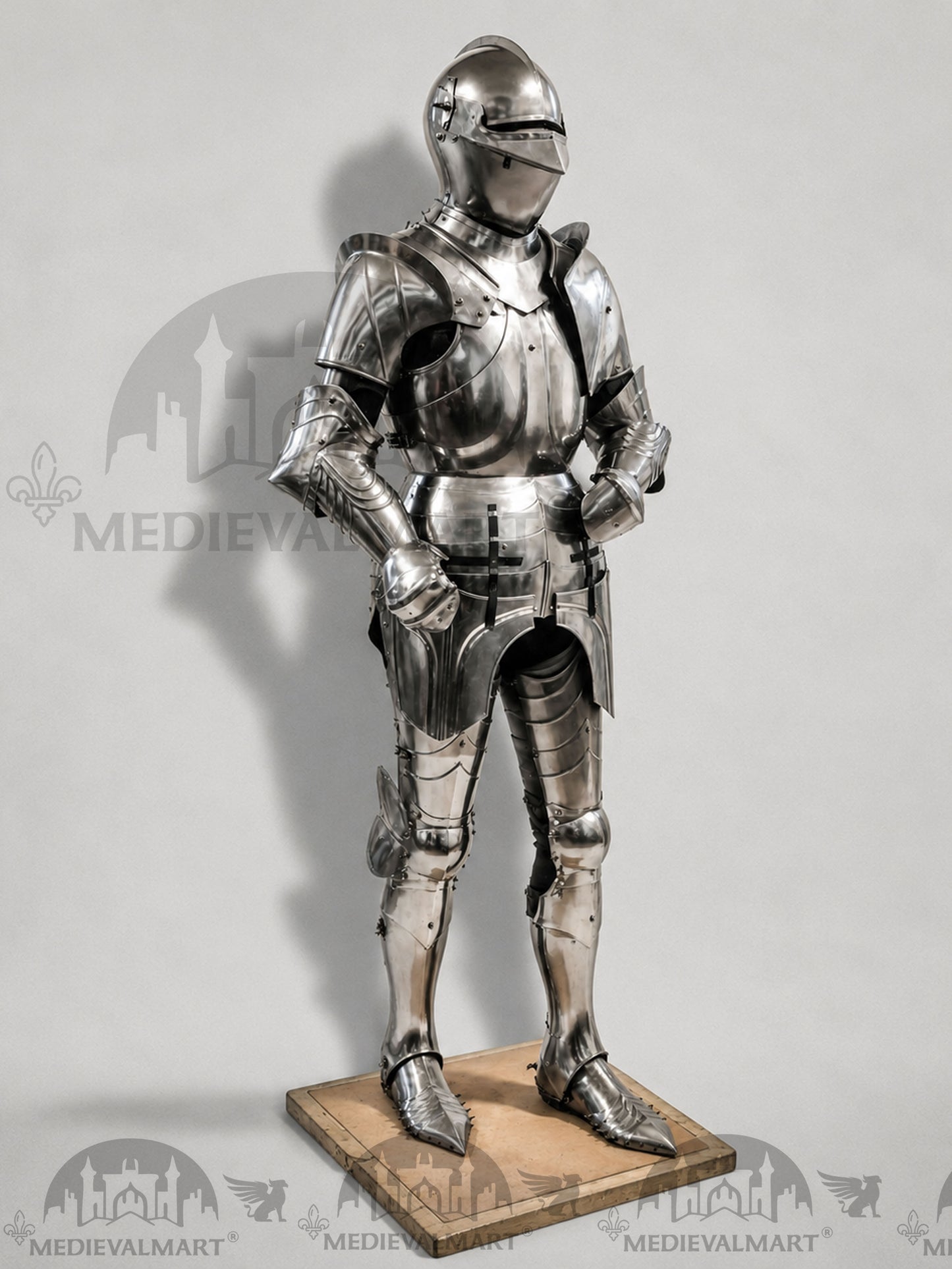 MEDIEVALMART Armadura de combate medieval de caballero del siglo XV sin pulir para un toque antiguo