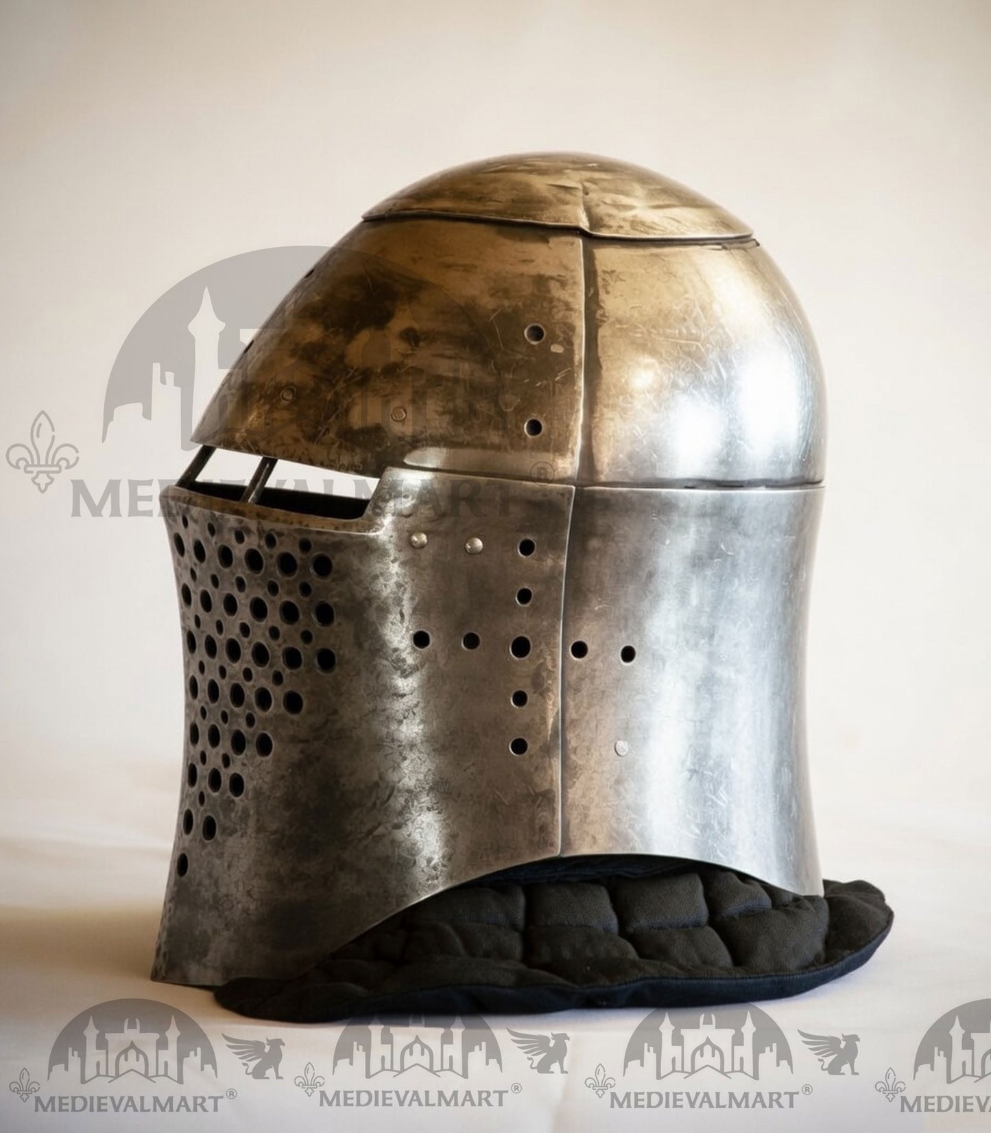 MEDIEVALMART The Great Alexander Hard Steel Edition War Damage Helmet on full Size