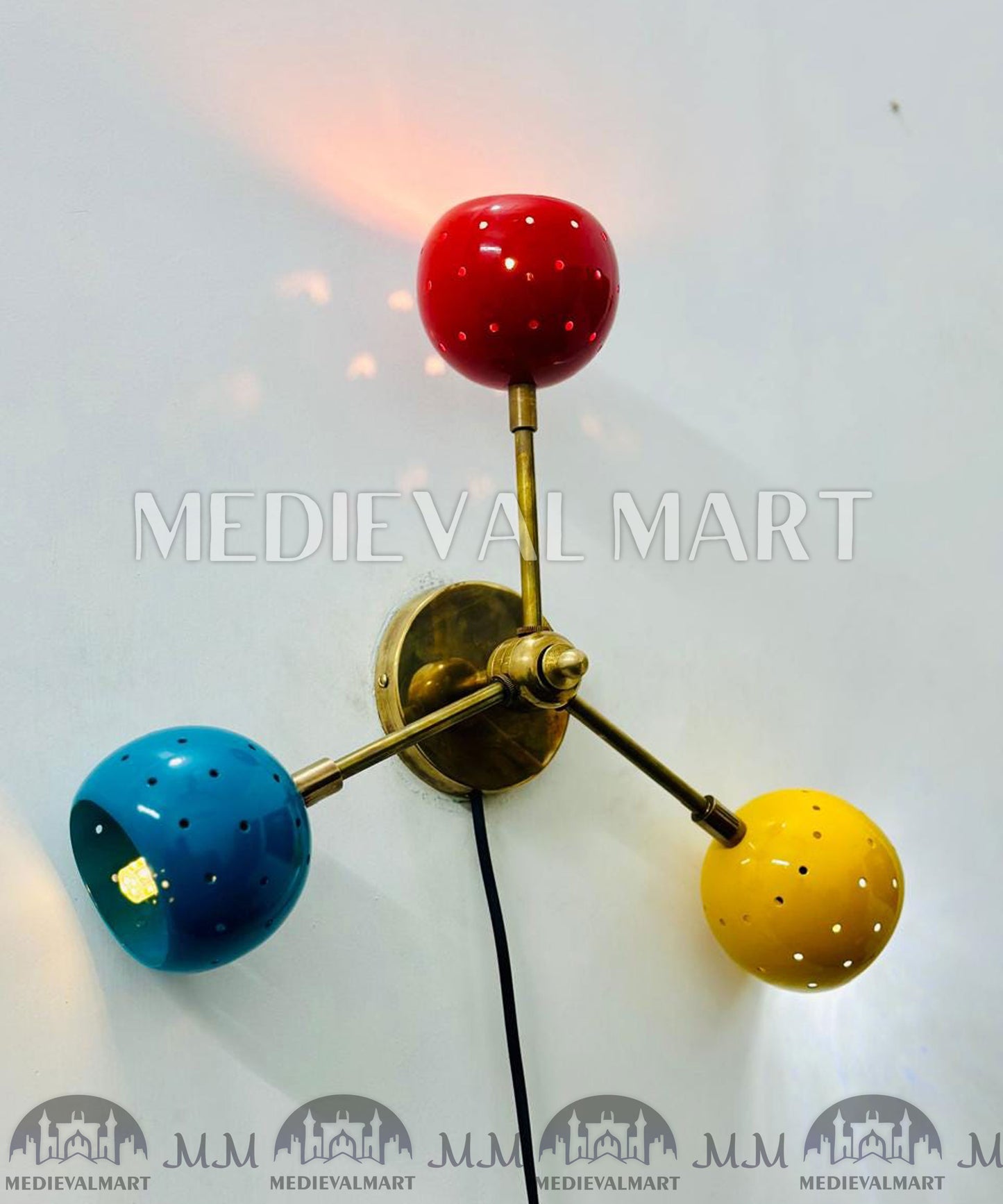 MEDIEVALMART Modern Brass Sputnik Wall Sconce: Multi Color Starburst Light