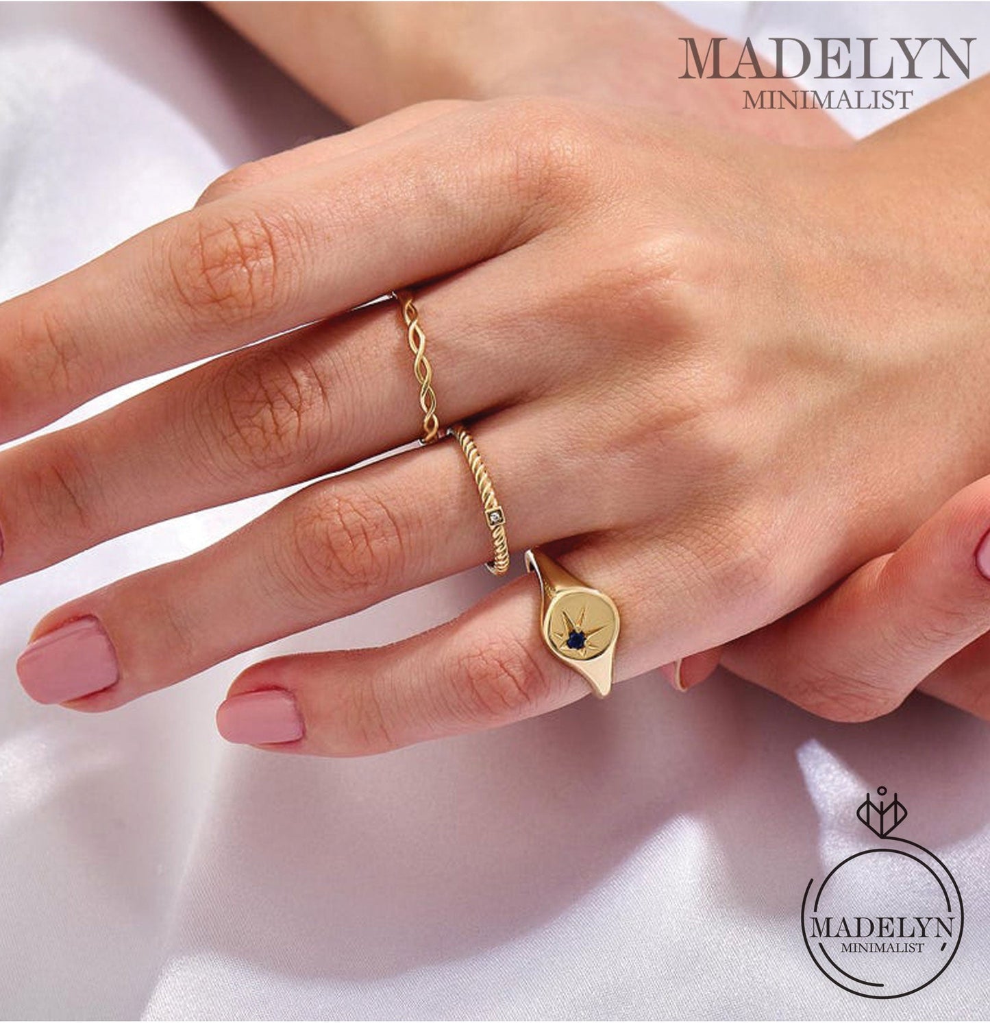 MADELYN MINIMALIST 14k Solid Gold Minimalist Twist Ring, Dainty Stacking Ring for Women | Gift for Wife