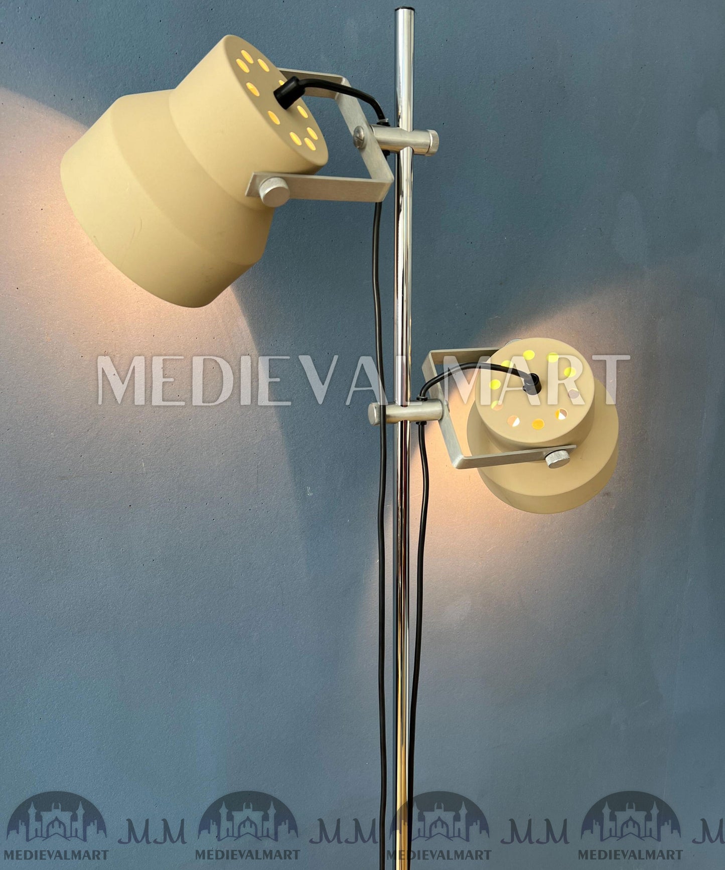 MEDIEVALMART Mid Century Italian Beige Dijkstra Space Age Floor Lamp