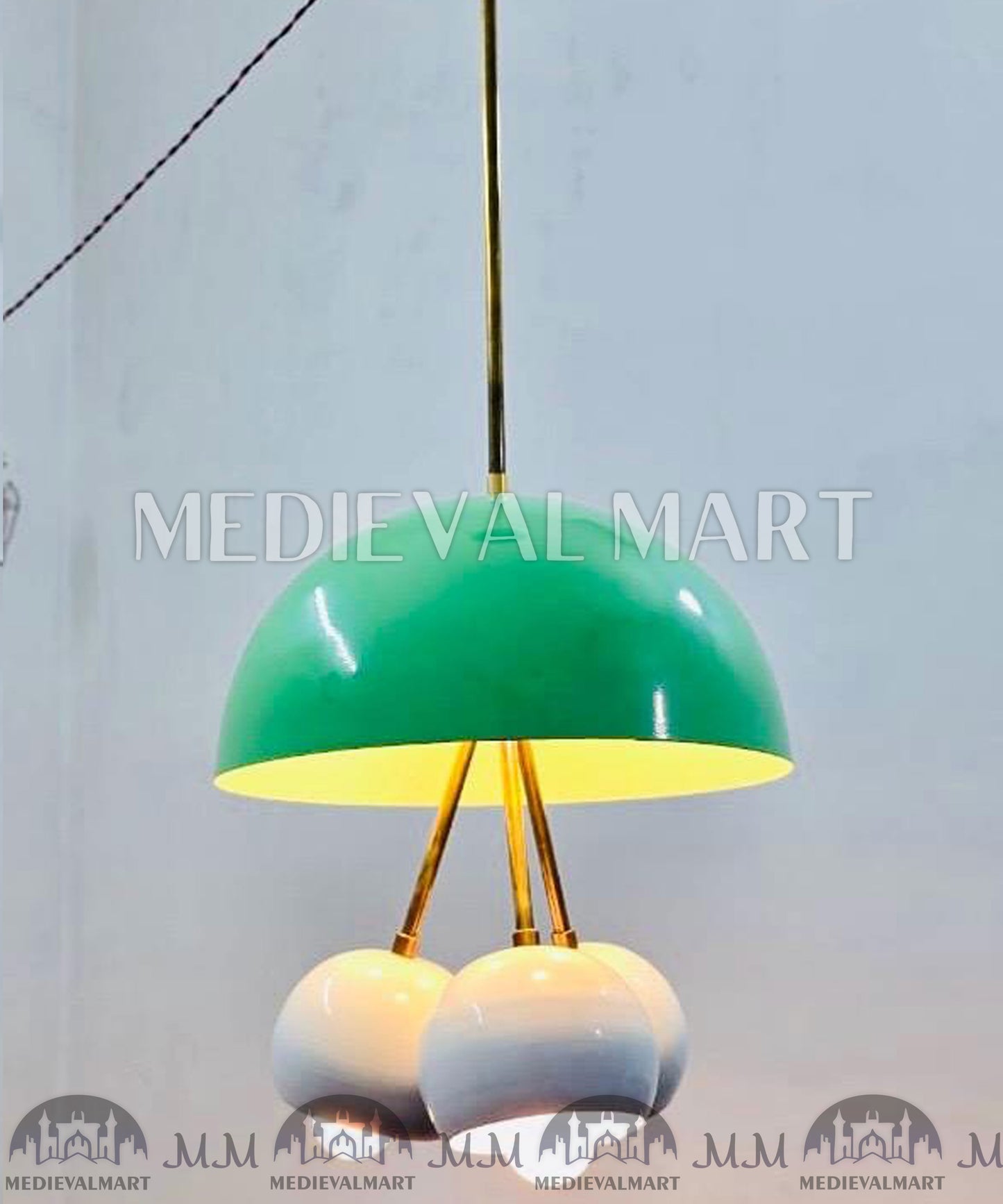 MEDIEVALMART Custom Brass Sputnik Chandelier: Mid Century Modern 6-Light Pendant