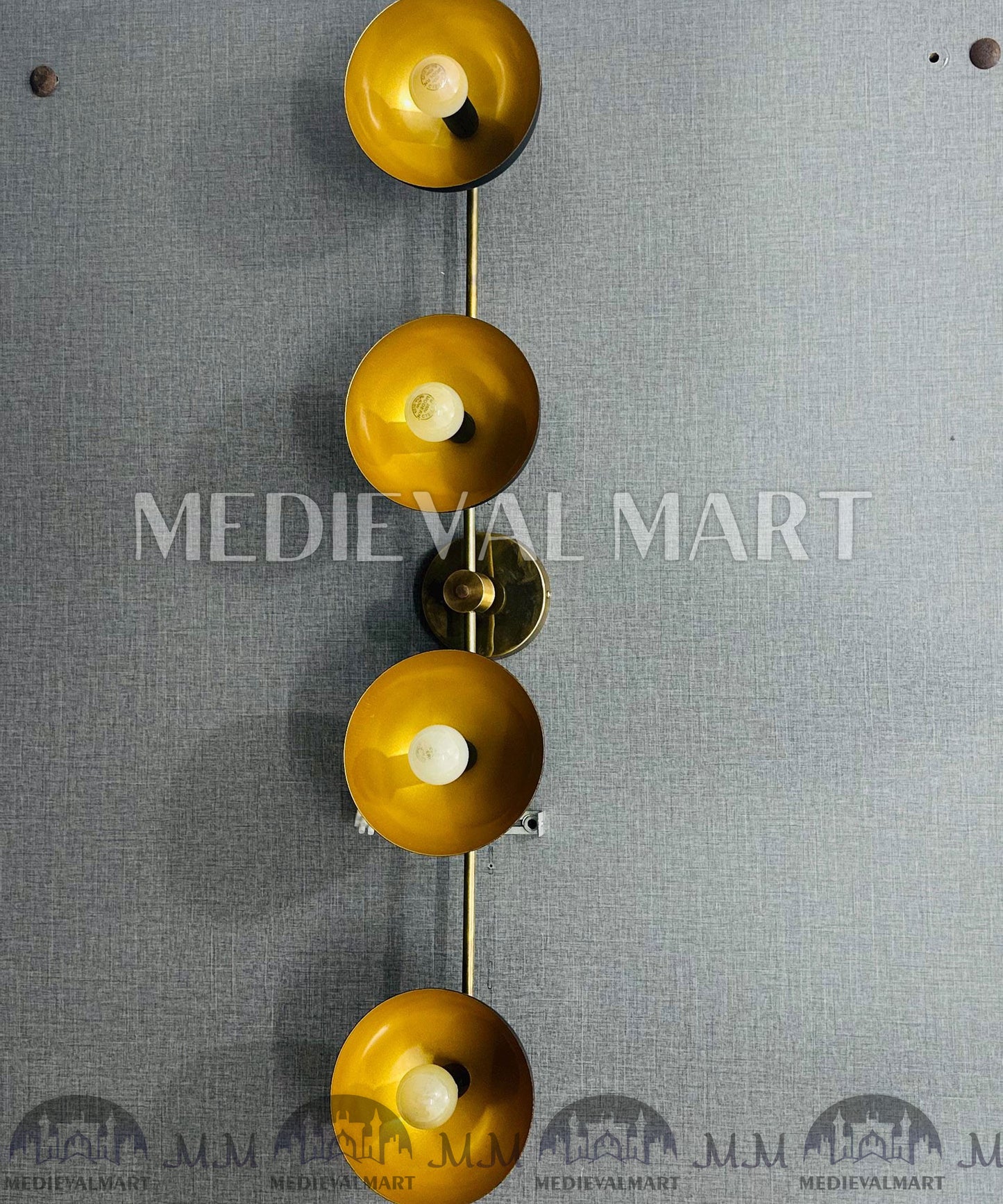 MEDIEVALMART Custom Brass 4-Bulb Vanity Light - Mid-Century Modern Wall Sconce