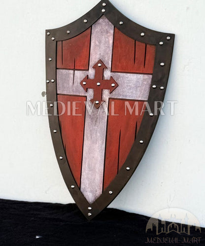 MEDIEVALMART Medieval Knight Templar Crusader Shield Red Finish Halloween Costume - Gift for Dad