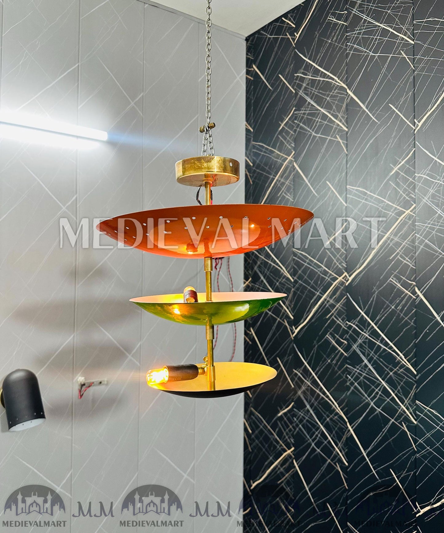 MEDIEVALMART Customized Modern Brass Pendant Light: Handcrafted Ceiling Lamp