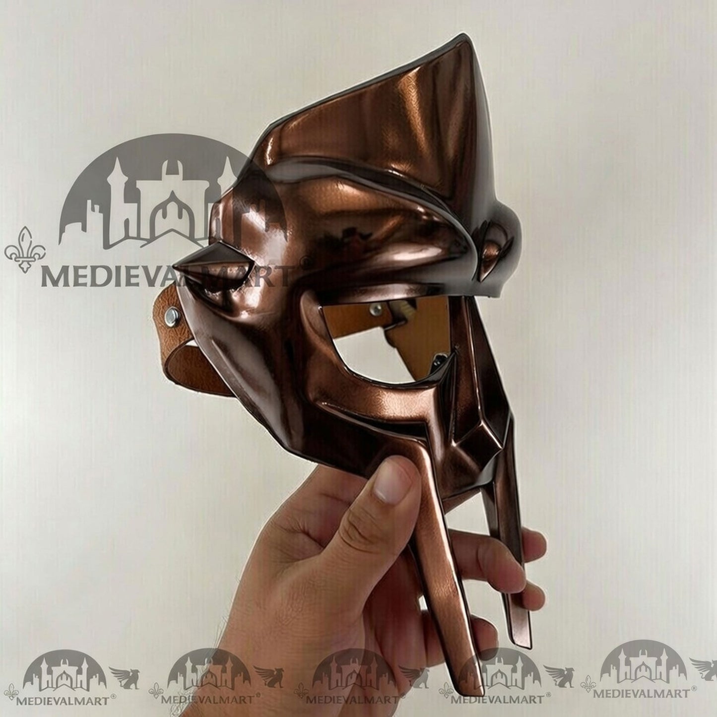 MEDIEVALMART MF DOOM Mask Mad-villain Brown Finish Steel Face Armor