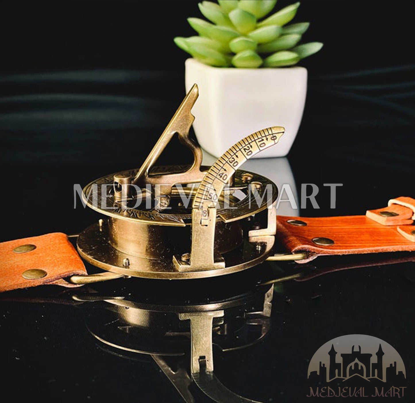 MEDIEVALMART Nautical Wrist Compass Sundial Watch Vintage Style Watch Antique Finish W/H Leather Strap | Gift For Husband