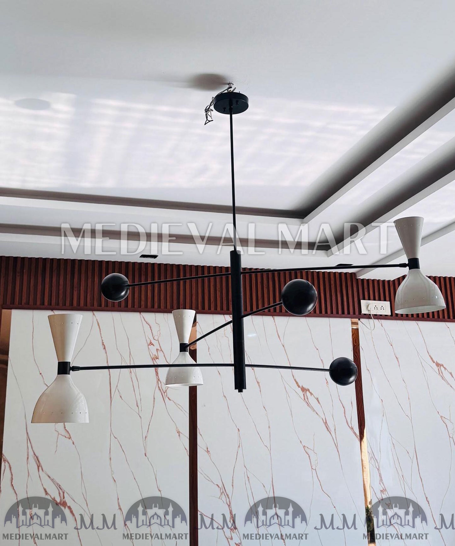 MEDIEVALMART Handmade Brass Sputnik Chandelier | Mid Century Modern Light Fixture | Adjustable Arms Balanced Chandelier