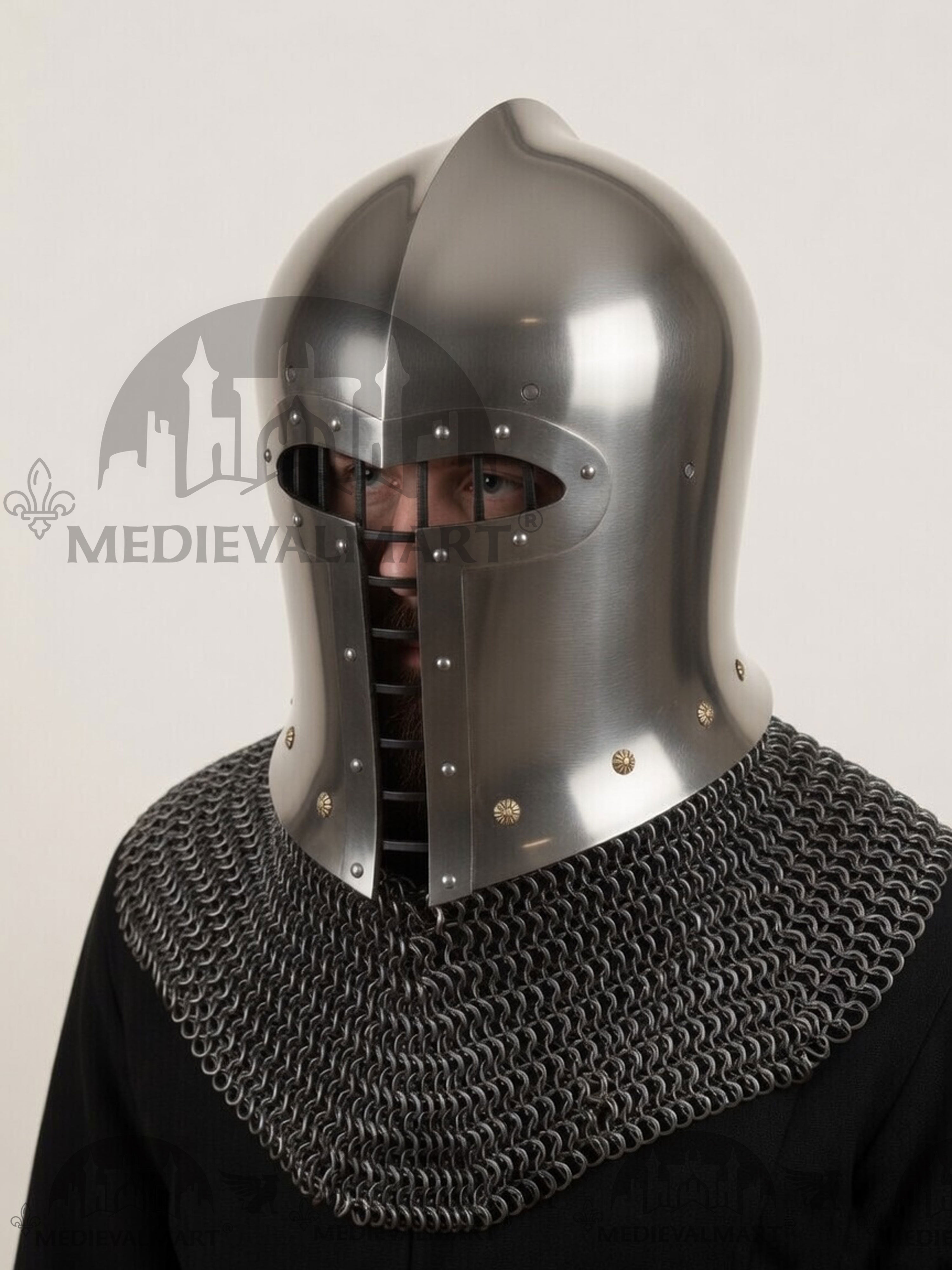 MEDIEVALMART 15th-century Italian war Simple barbute helmet / Best for Reenactment