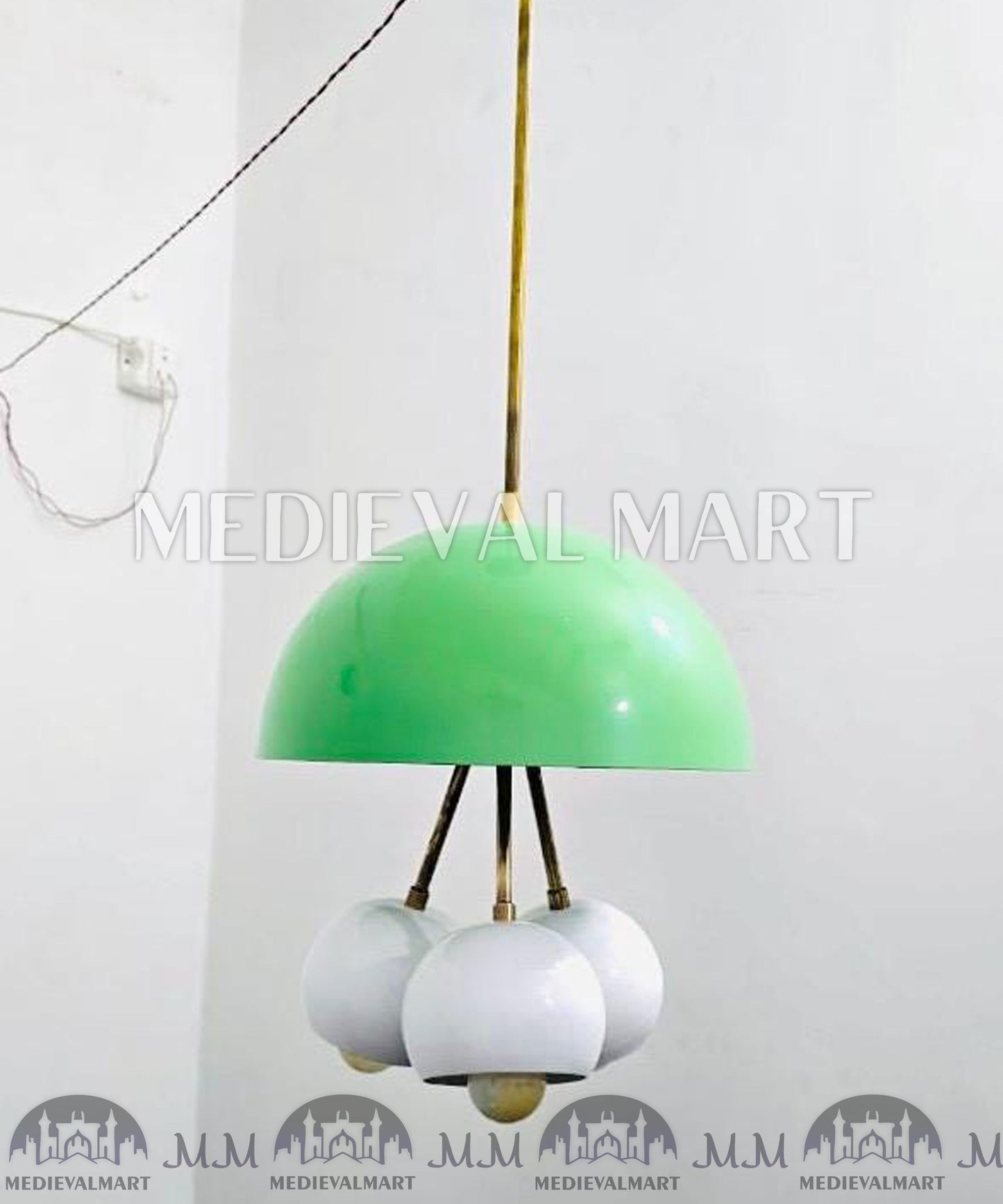 MEDIEVALMART Custom Brass Sputnik Chandelier: Mid Century Modern 6-Light Pendant