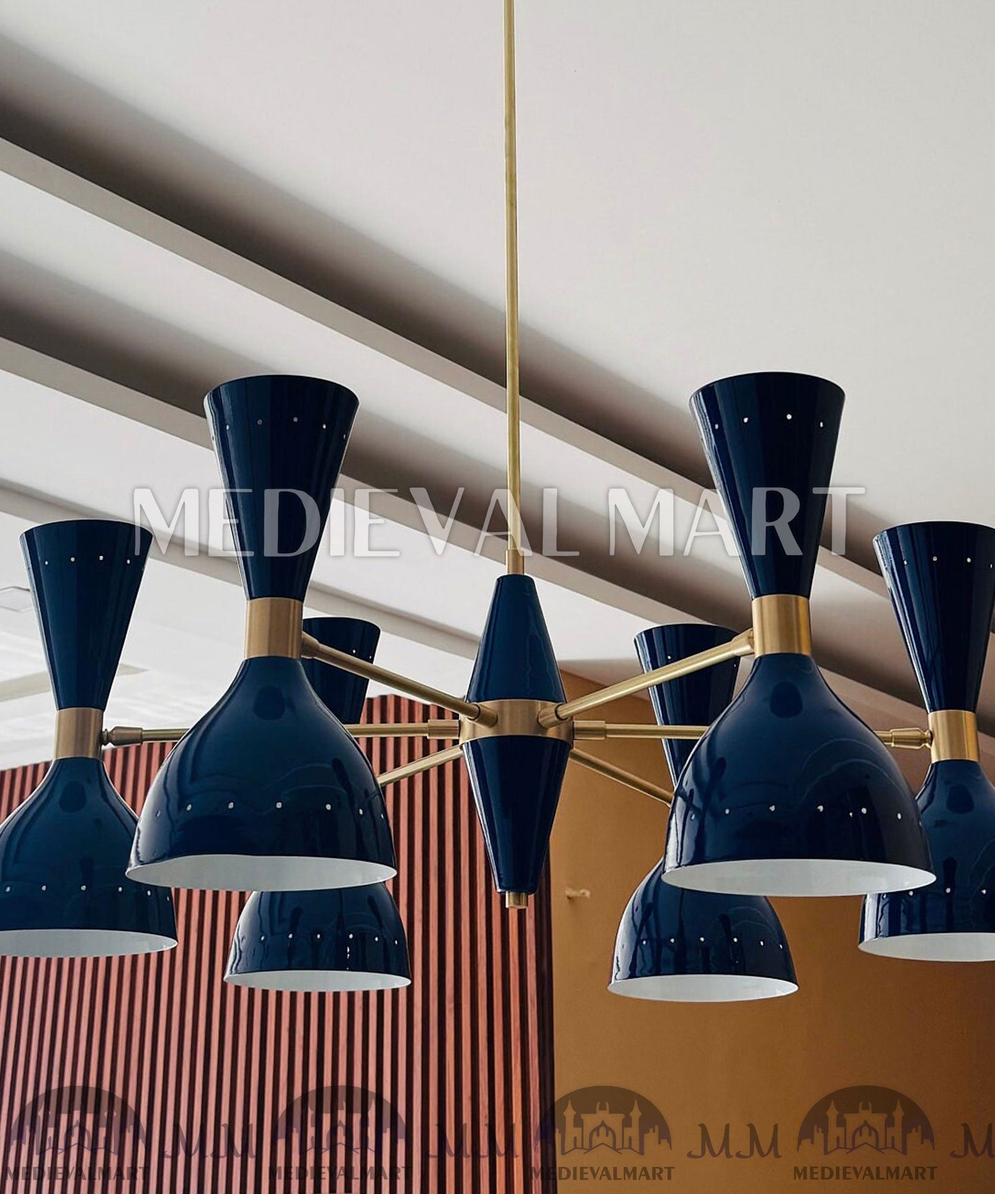 MEDIEVALMART Handcrafted Brass Sputnik Chandelier | Mid Century Modern 12-Light Fixture