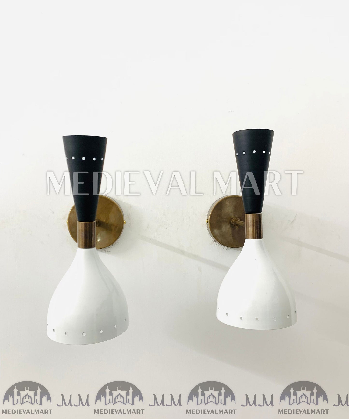 MEDIEVALMART 1950's Mid Century Wall Sconce Diabolo Pair of Modern Italian Wall Lights Fixture