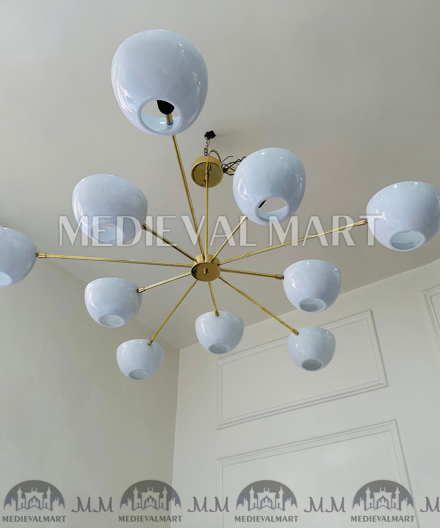MEDIEVALMART Handcrafted Brass Sputnik Chandelier - Mid Century Modern Italian Design