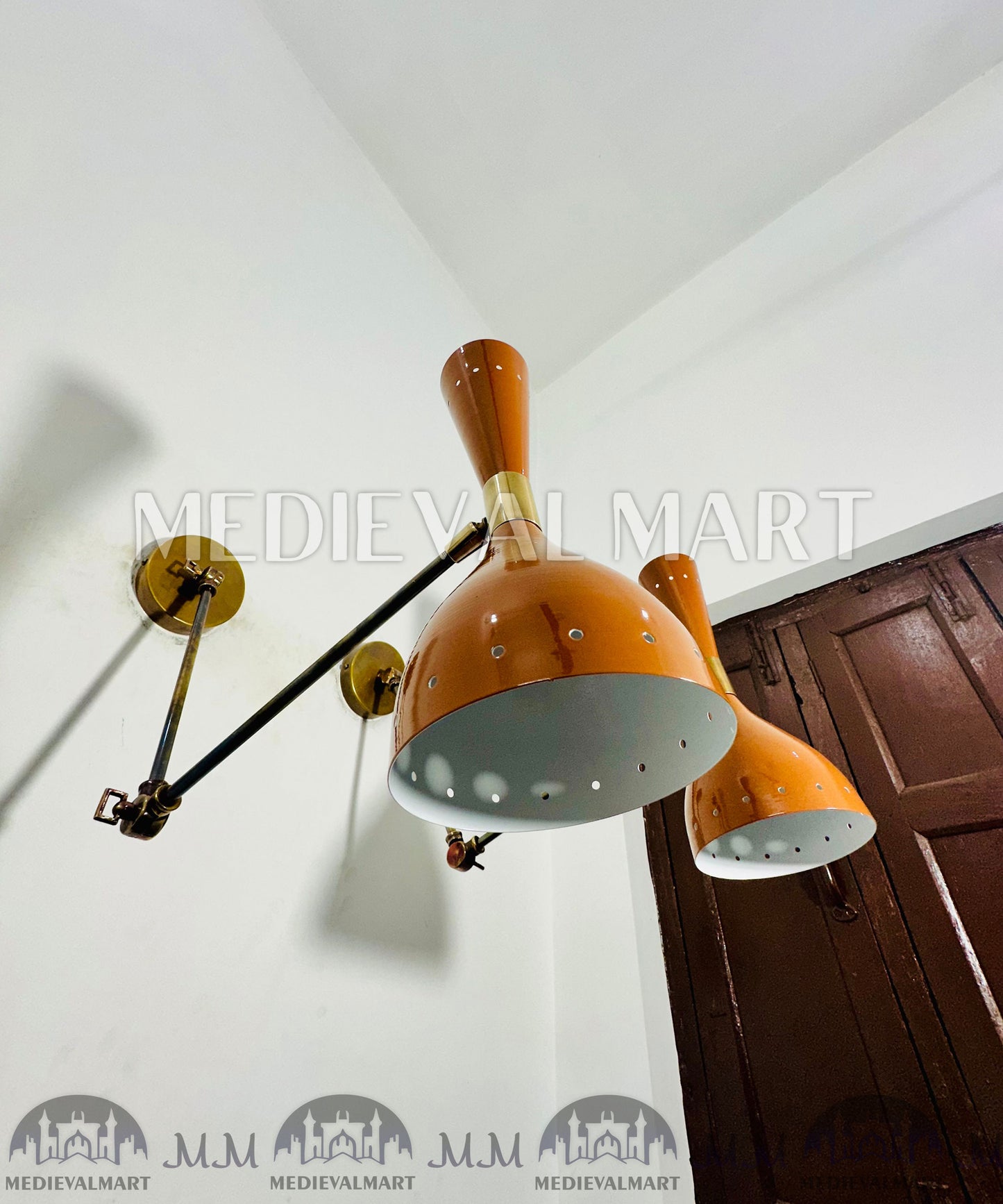 MEDIEVALMART Mid Century Italian Stilnovo Sconce Lighting Pair Reading Lamp Fixture Adjustable