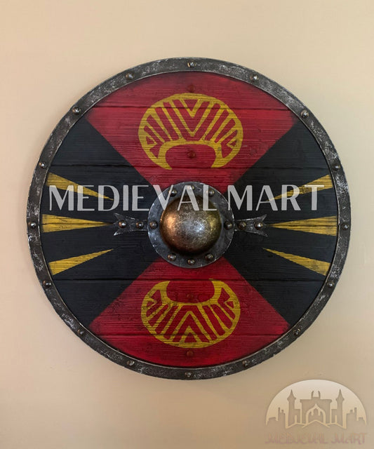 MEDIEVALMART Viking's Valhalla Freydis Shieldmaiden Authentic Battleworn Viking Wooden Shield | Gifts For Dad