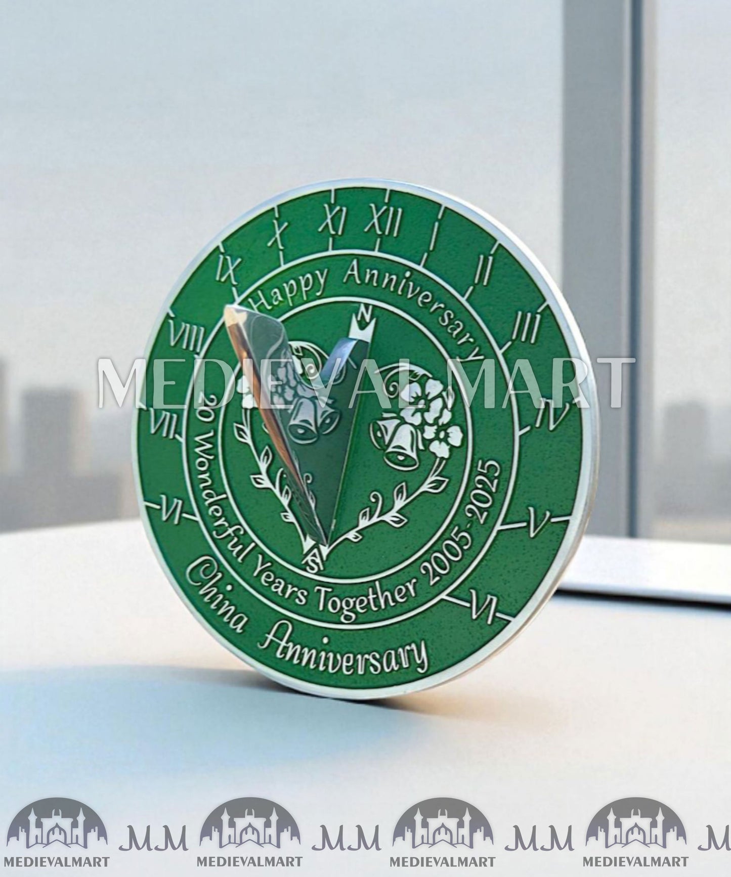MEDIEVALMART 20th "Wonderful Years Together" Happy Anniversary Sundial Clock Best Gift For Anniversary Day
