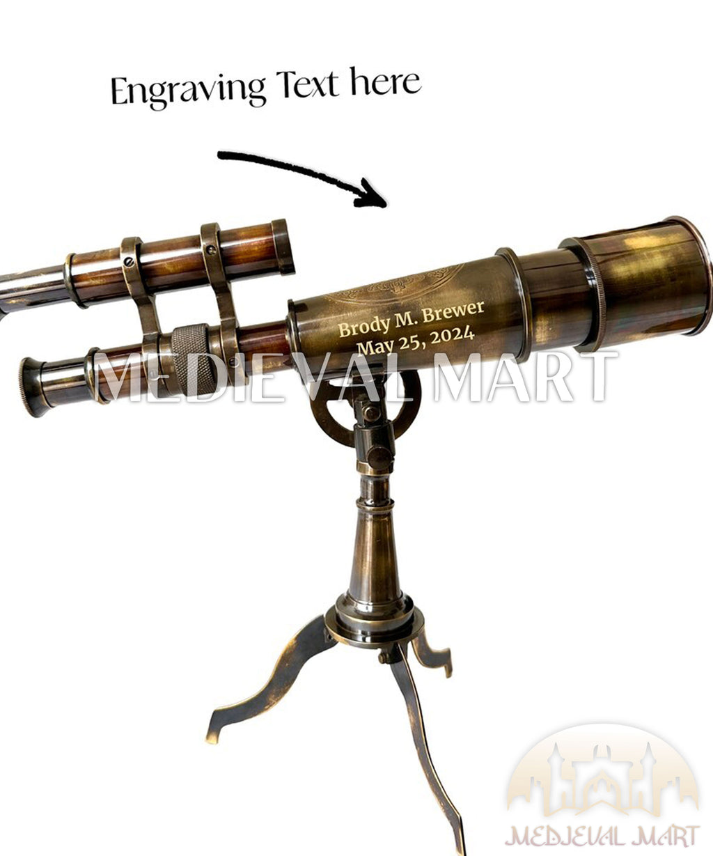 MEDIEVALMART Nautical Antique Telescope with Tripod, Corporate Gift, Groomsmen Gift