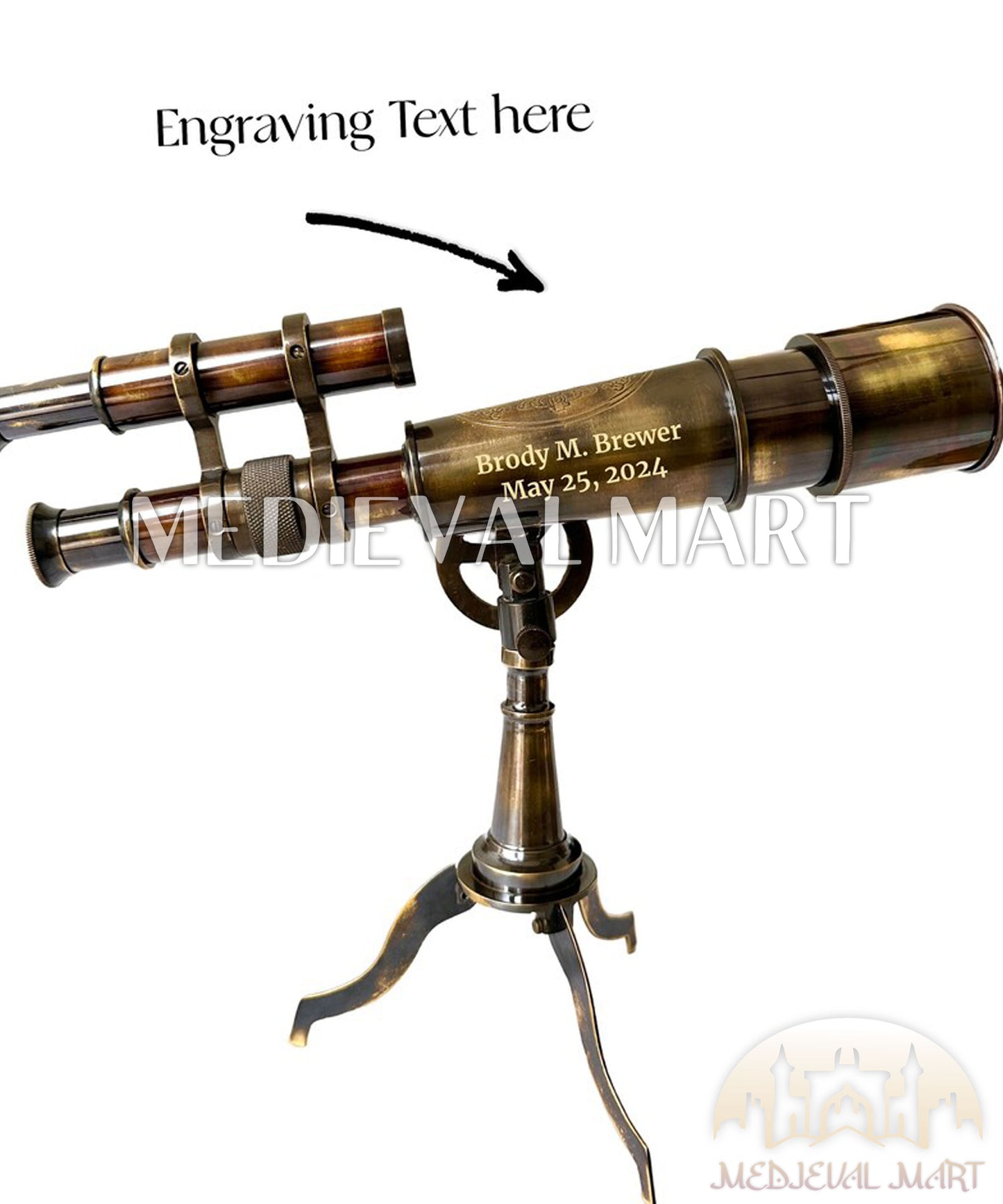 MEDIEVALMART Nautical Antique Telescope with Tripod, Corporate Gift, Groomsmen Gift