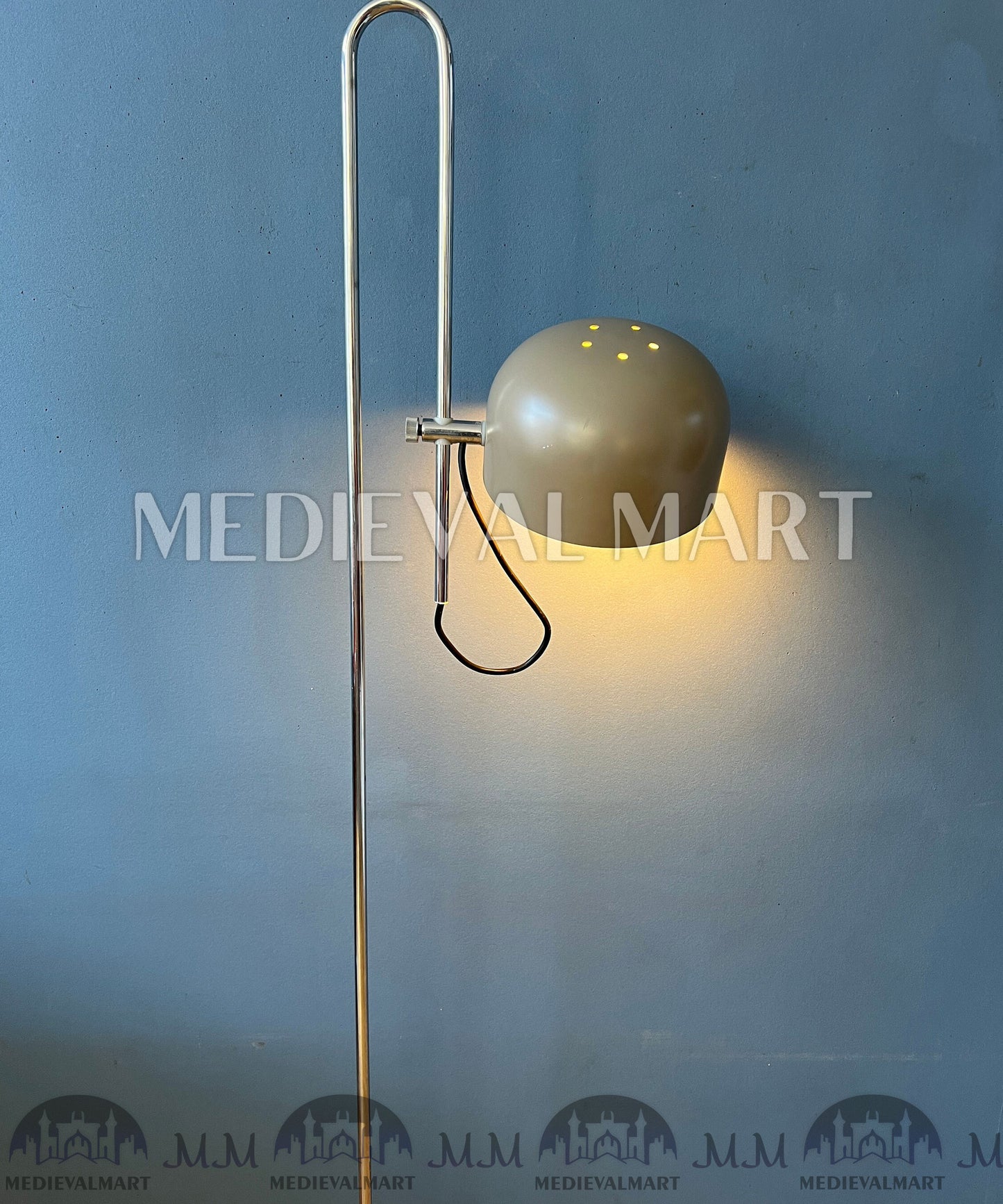 MEDIEVALMART 1950s Vintage Artiforte Beige Adjustable Floor Lamp
