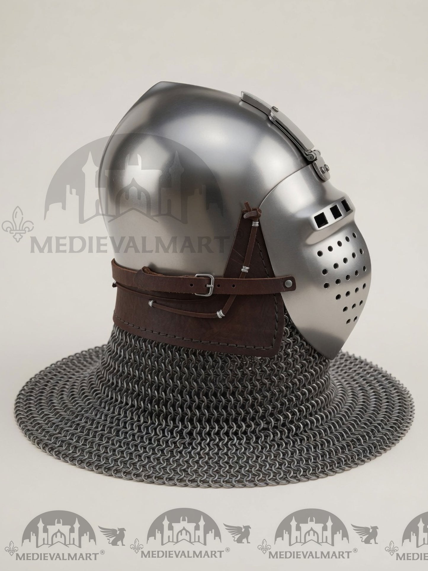 MEDIEVALMART 14th-Century Medieval LOB Nurnberg Klappvisor Combat Helmet