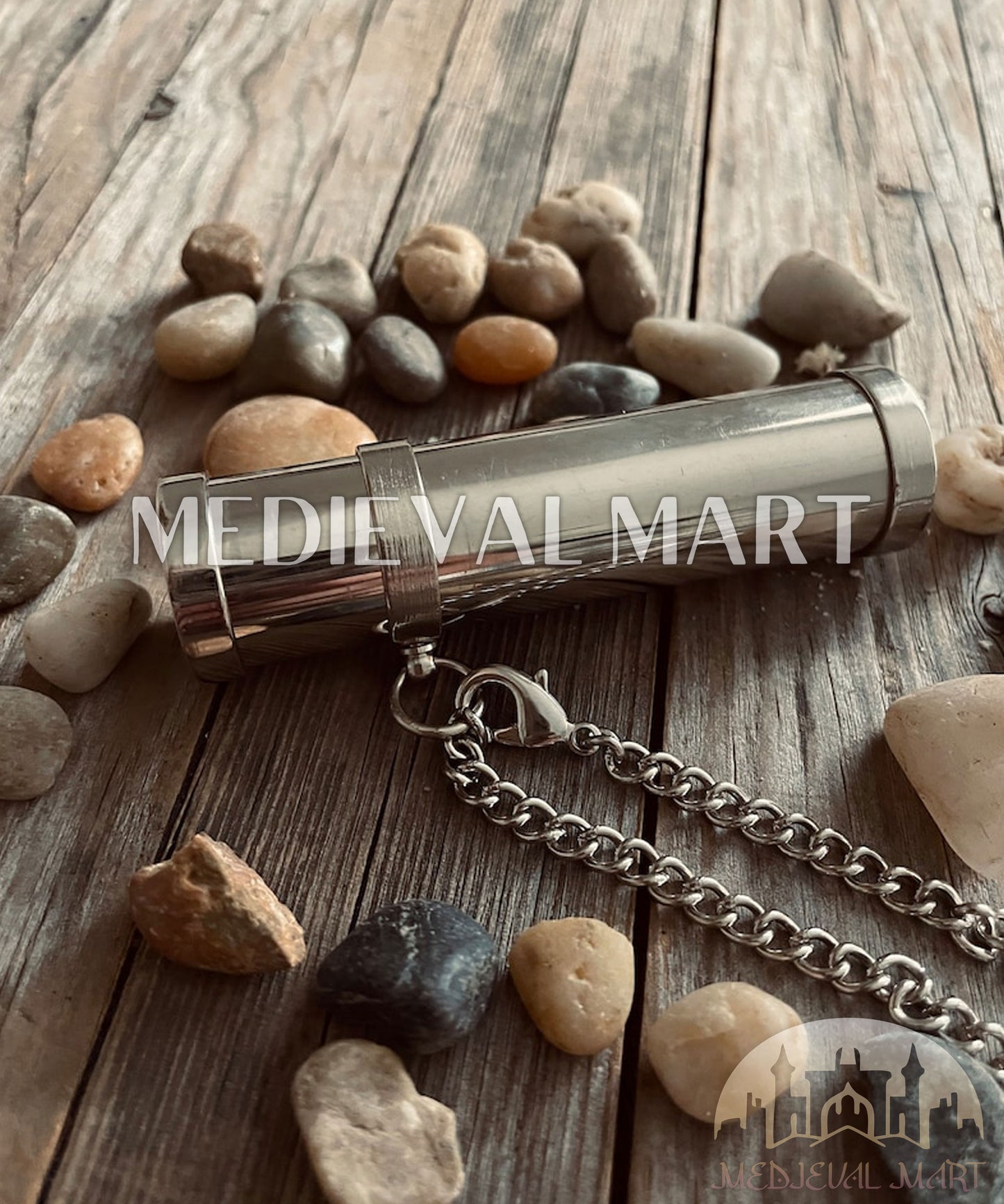 MEDIEVALMART Silver or Gold Custom Engraved Mini Kaleidoscope Necklace