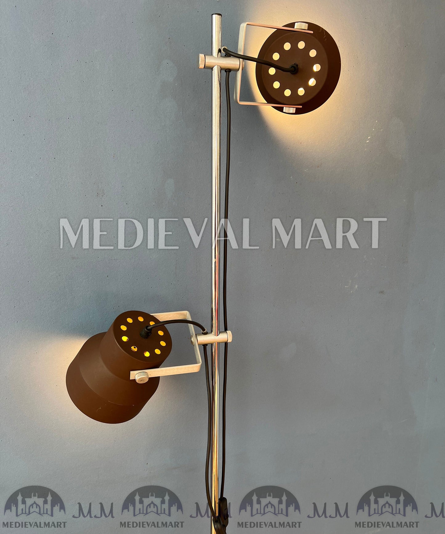 MEDIEVALMART Vintage Brown Dijkstra Mid Century Space Age Floor Lamp