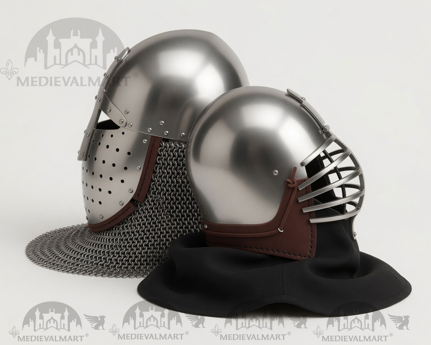MEDIEVALMART Collection Limitée XIVe siècle « Côtes de loup » & Casque Bacinet « Normand »