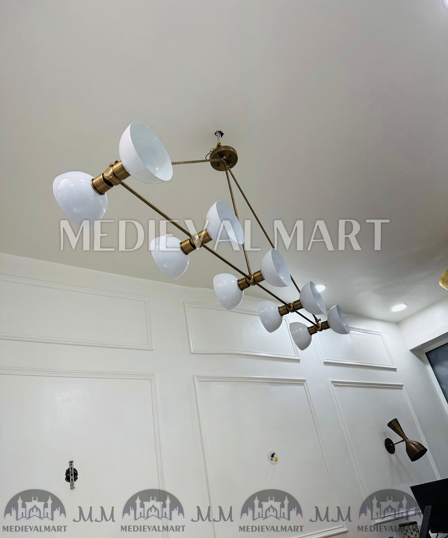 MEDIEVALMART Handcrafted Brass Sputnik Chandelier | Mid-Century Modern Light Fixture