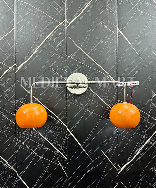 MEDIEVALMART Orange Diabolo Wall Sconce: Mid Century Modern Brass Light Fixture