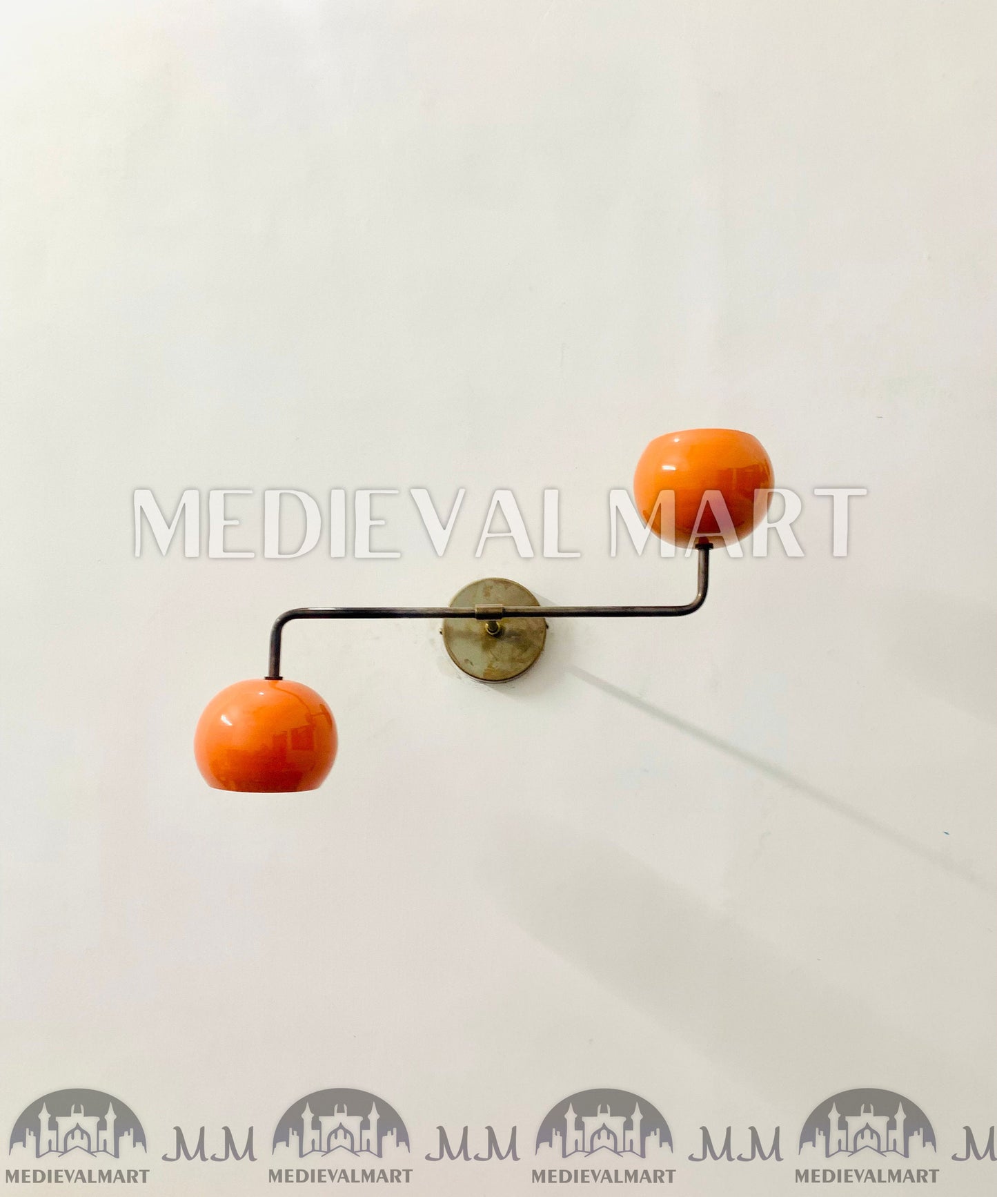 MEDIEVALMART 1950s Mid Century Brass Italian Adjustable Diabolo Wall Sconce Light Fixture