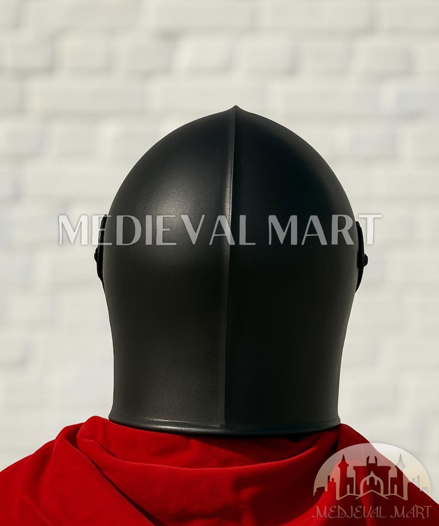 MEDIEVALMART Medieval Knight Armor 18g Mild Steel Black Barbuta Helmet for LARP or Cosplay - Gift For Dad