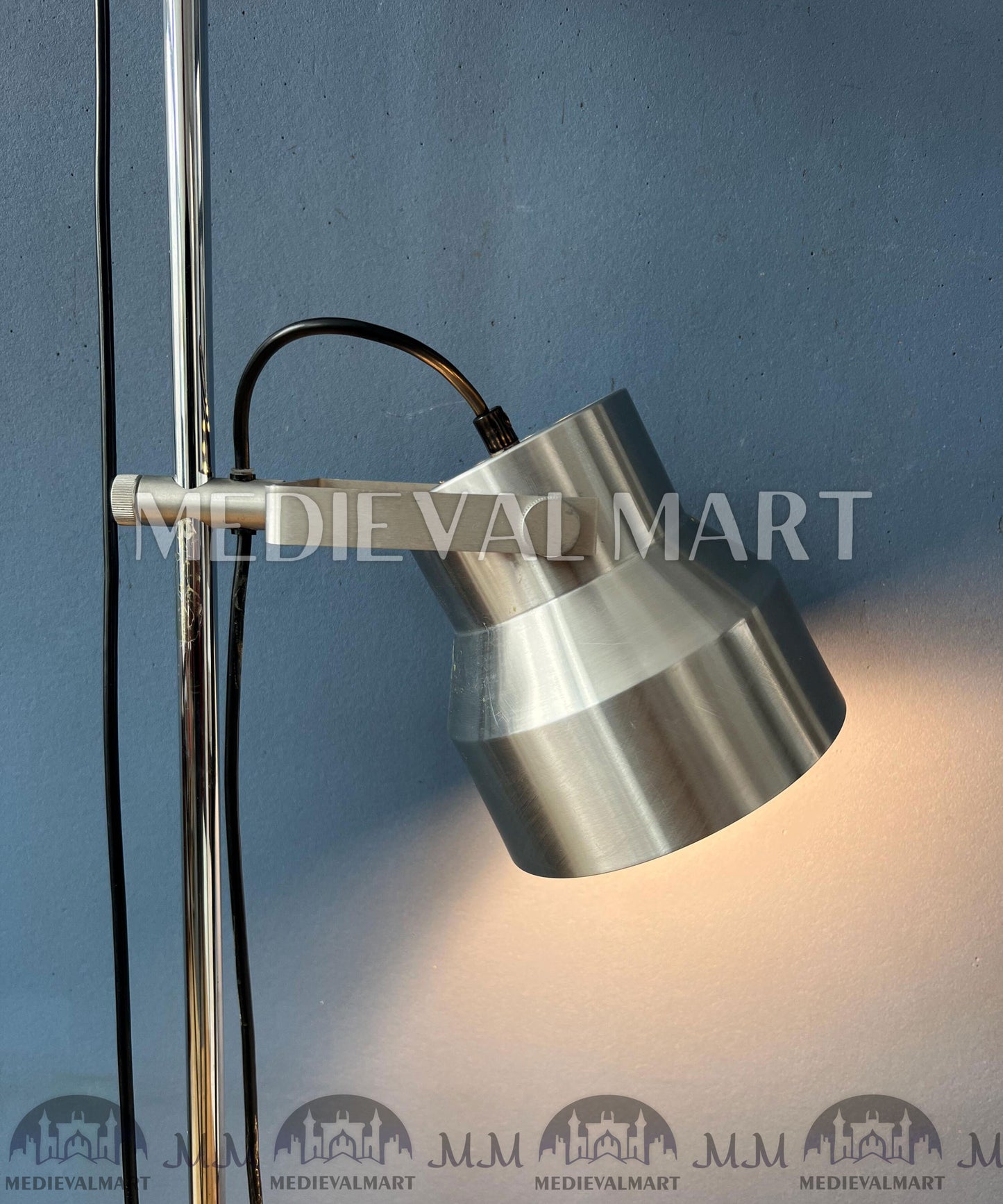 MEDIEVALMART Vintage Mid Century Silver Dijkstra Space Age Floor Lamp