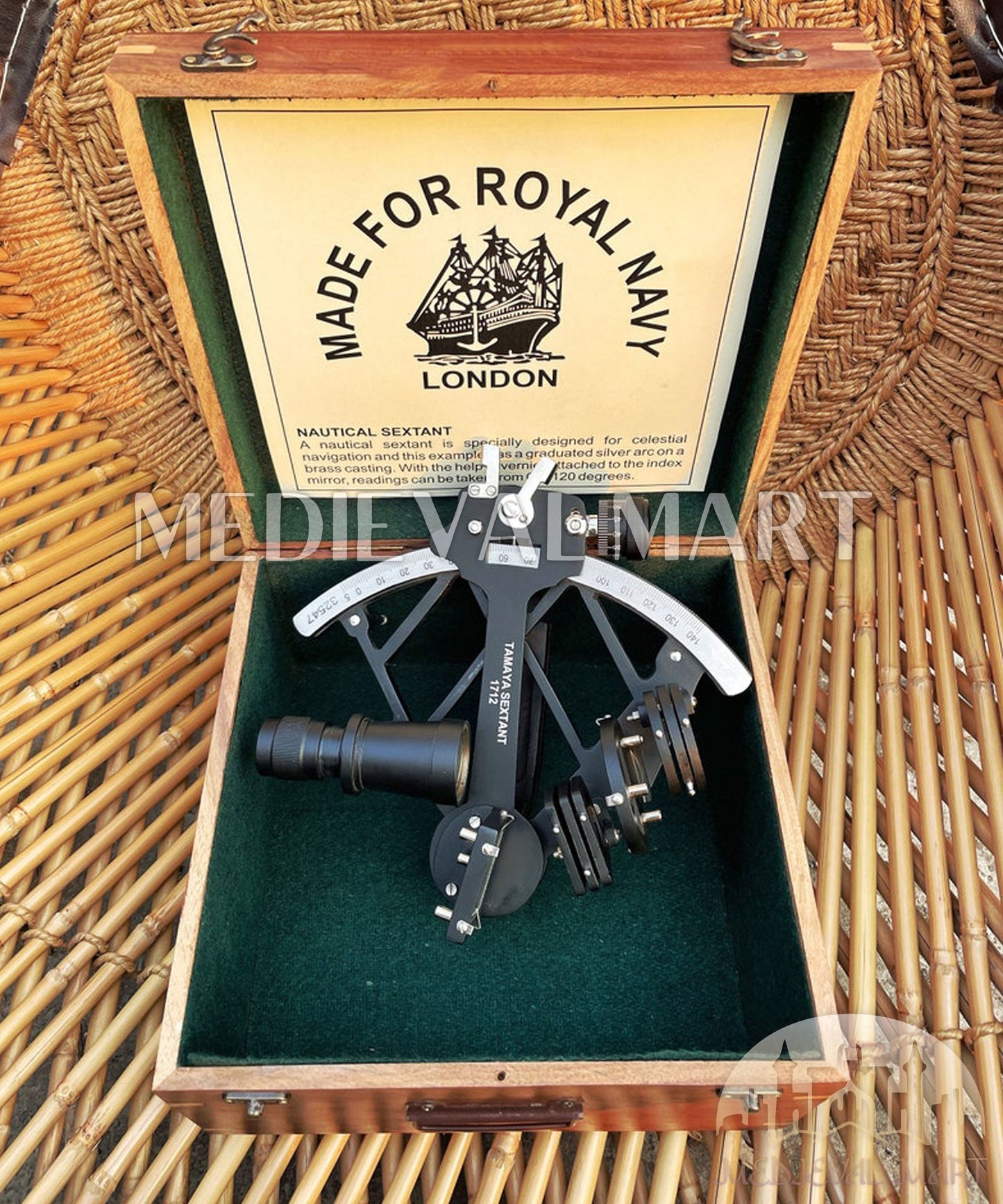 MEDIEVALMART Nautical 9"Inch Tamaya Working Sextant W/H Wooden Box | Vintage Navigational Marine  Instrument, Christmas Gifts
