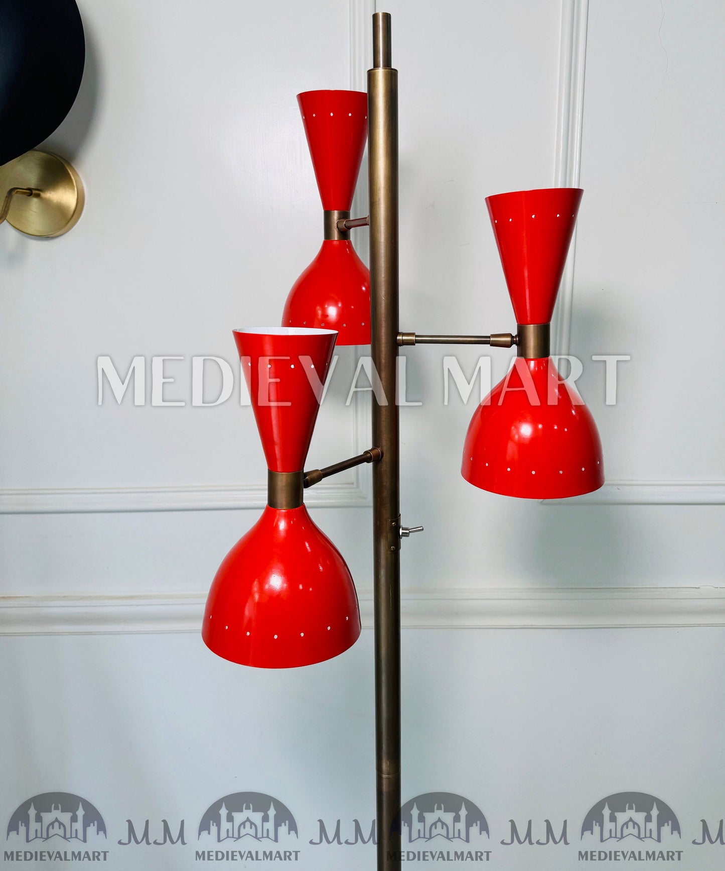 MEDIEVALMART Brass Mid-Century Modern Floor Lamp - Italian Style, Handcrafted