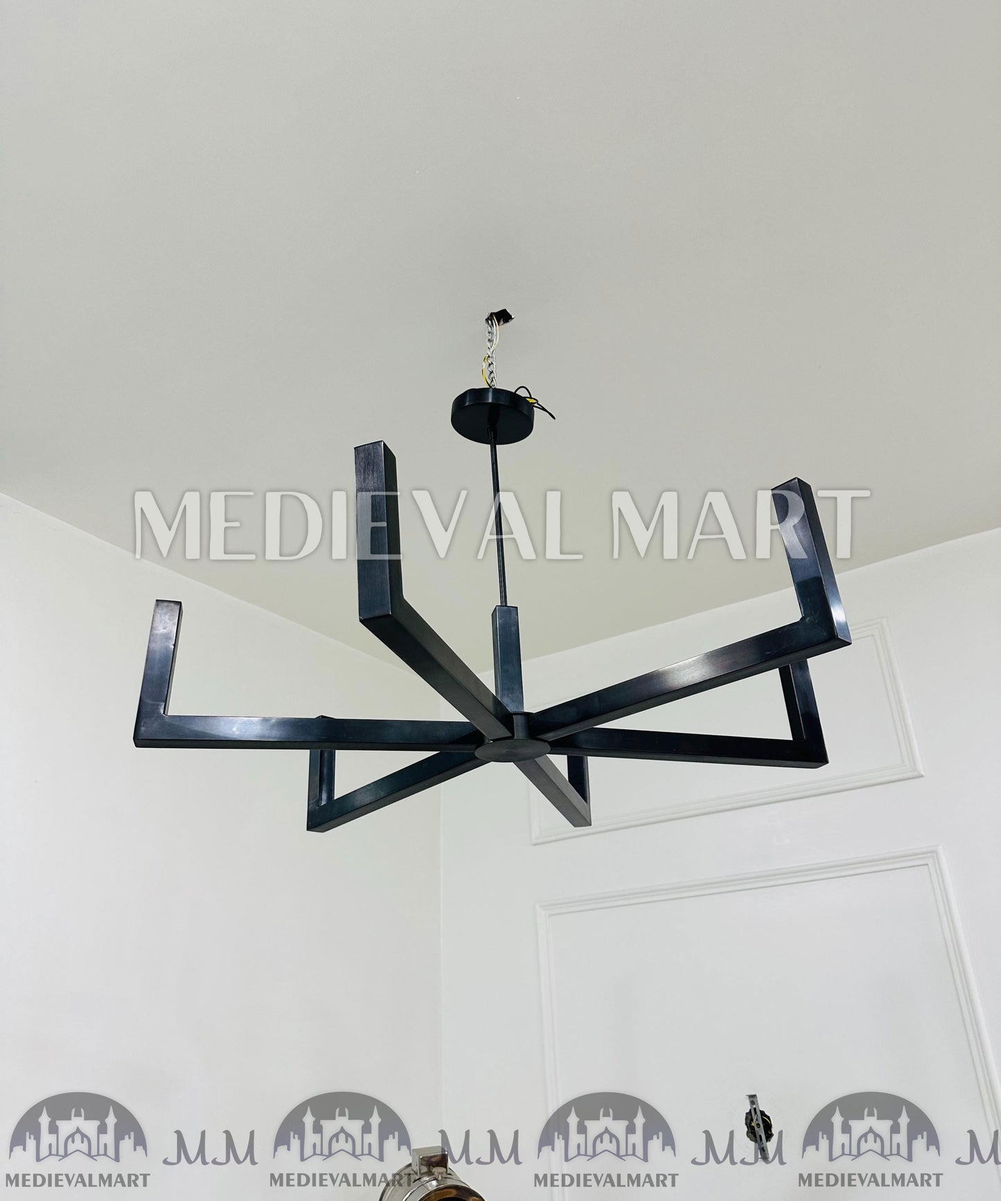 MEDIEVALMART Modern Brass 6 Arm Chandelier Mid Century Hand Made Sputnik Chandelier Light Fixture