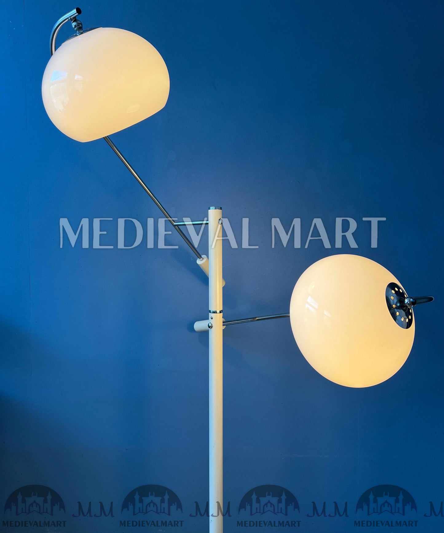 MEDIEVALMART White Dijkstra Mushroom Swing Arm Space Age Floor Lamp