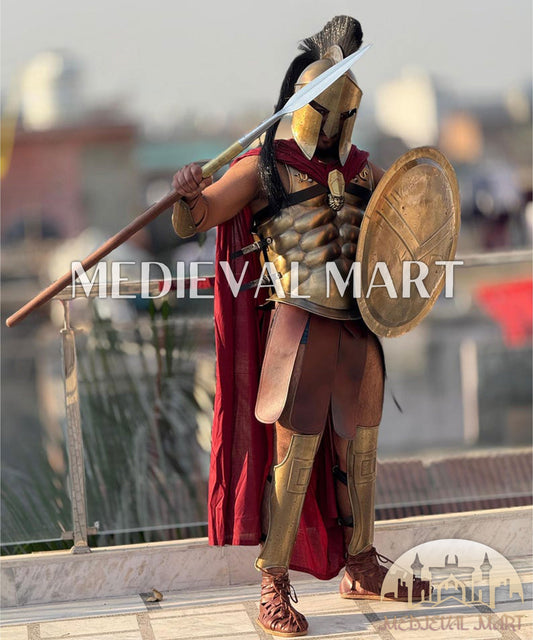 MEDIEVALMART King Leonidas 300 Spartan Costume Armor – Full Antque Bronze Greek Warrior Cosplay Suit