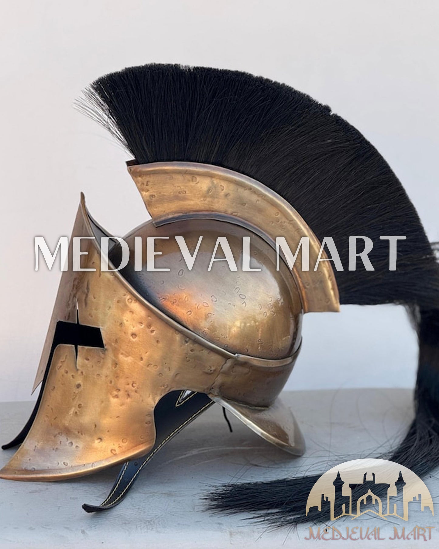 MEDIEVALMART 300 Spartan King Leonidas Helmet W/H Free Stand | 300 Props