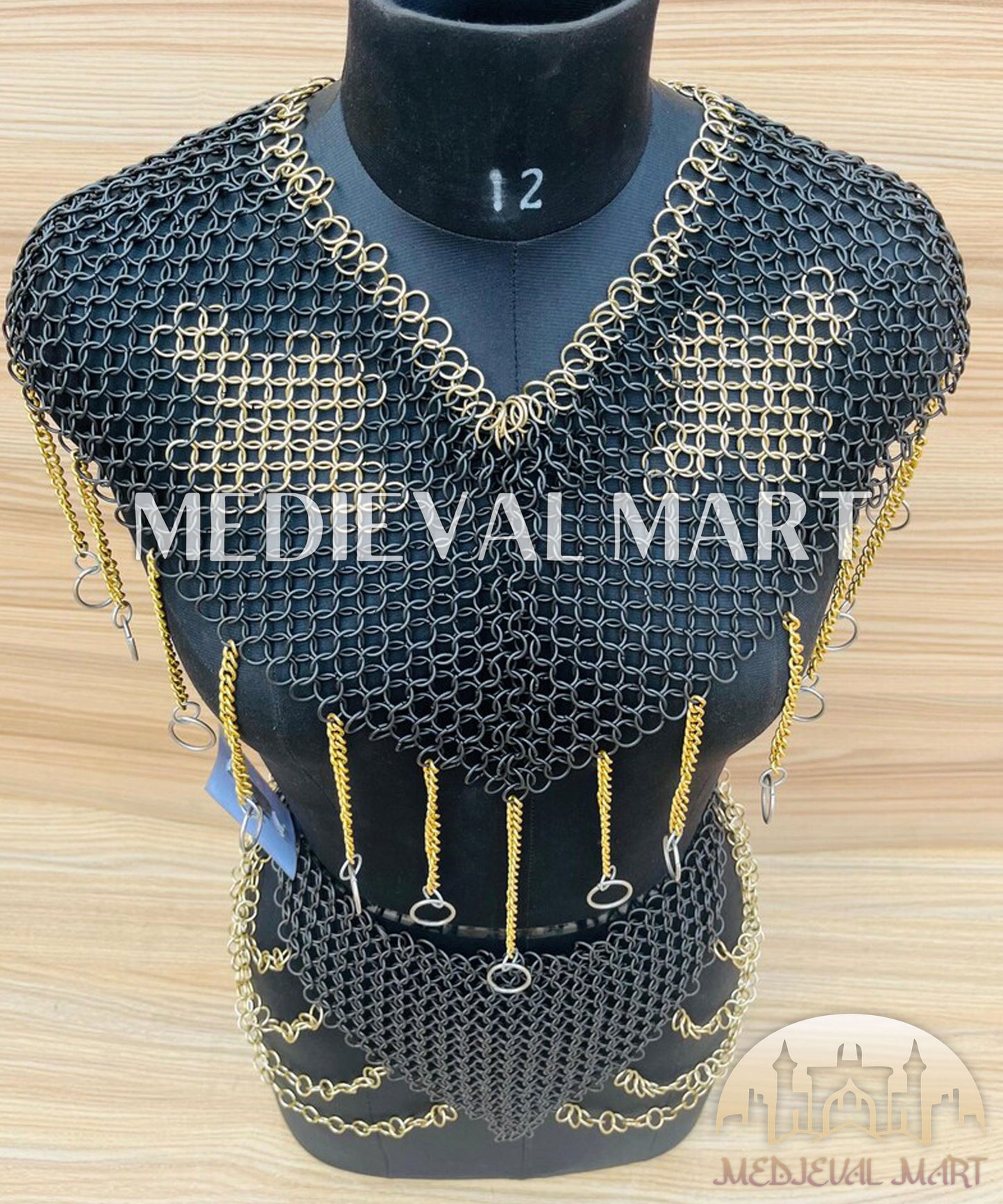 MEDIEVALMART Women’s Black (Sable Knight) Chainmail Armor W/H Skirt