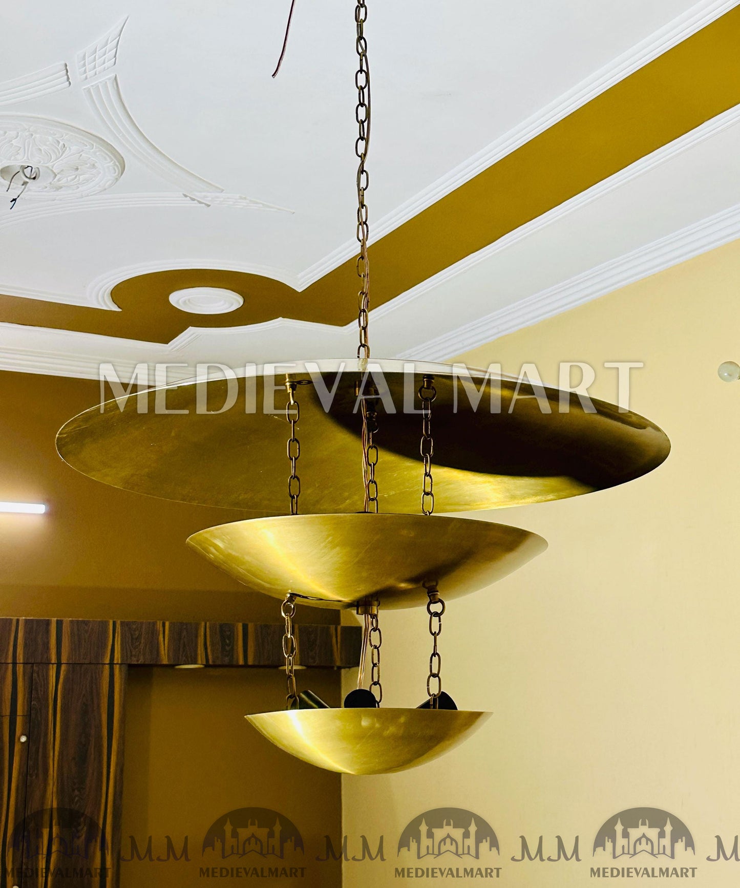 MEDIEVALMART Mid Century Modern Brass Sputnik Chandelier - 6 Light Ceiling Fixture