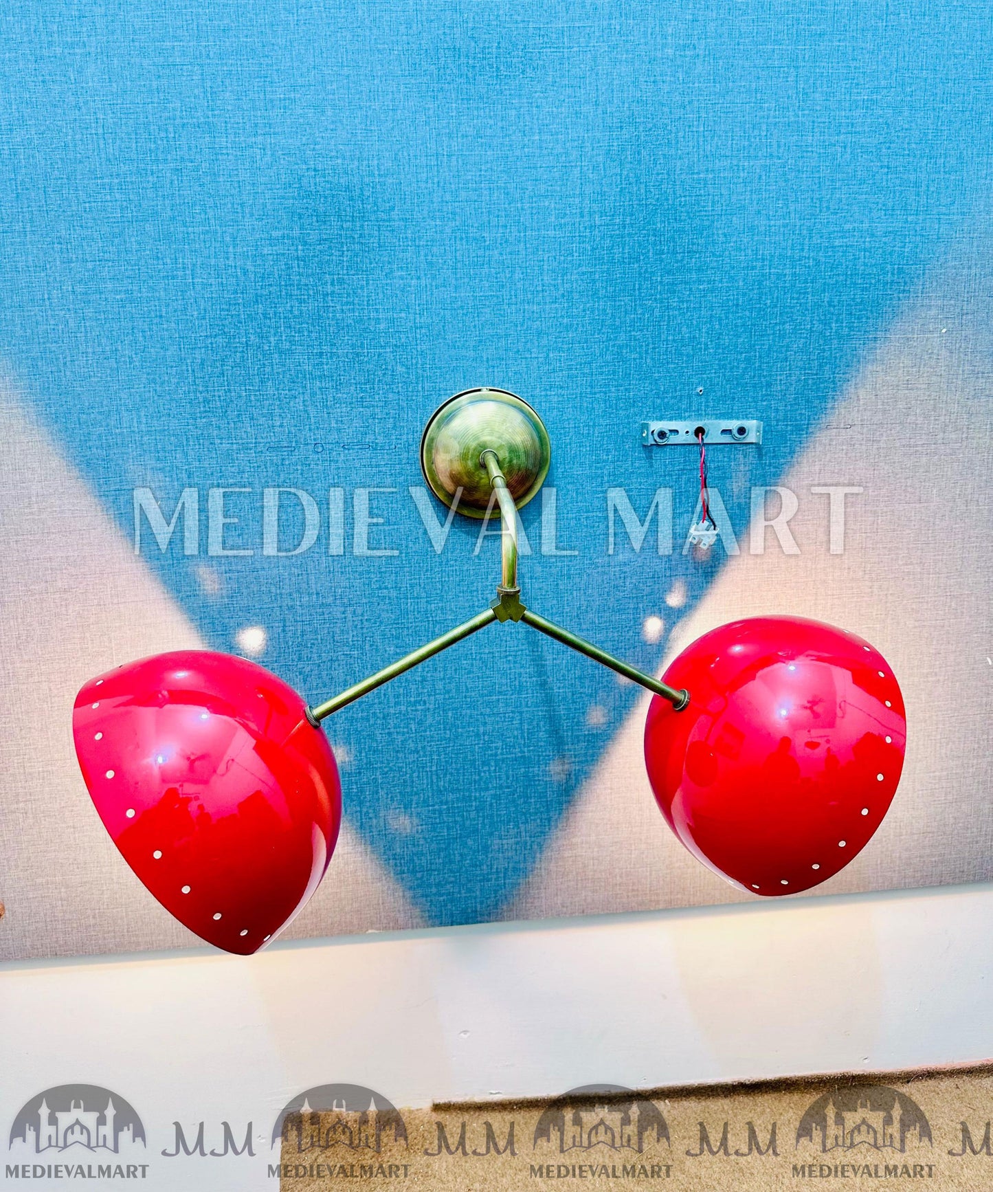 MEDIEVALMART Custom Brass Diabolo Wall Sconce: Mid-Century Italian Lighting Fixture