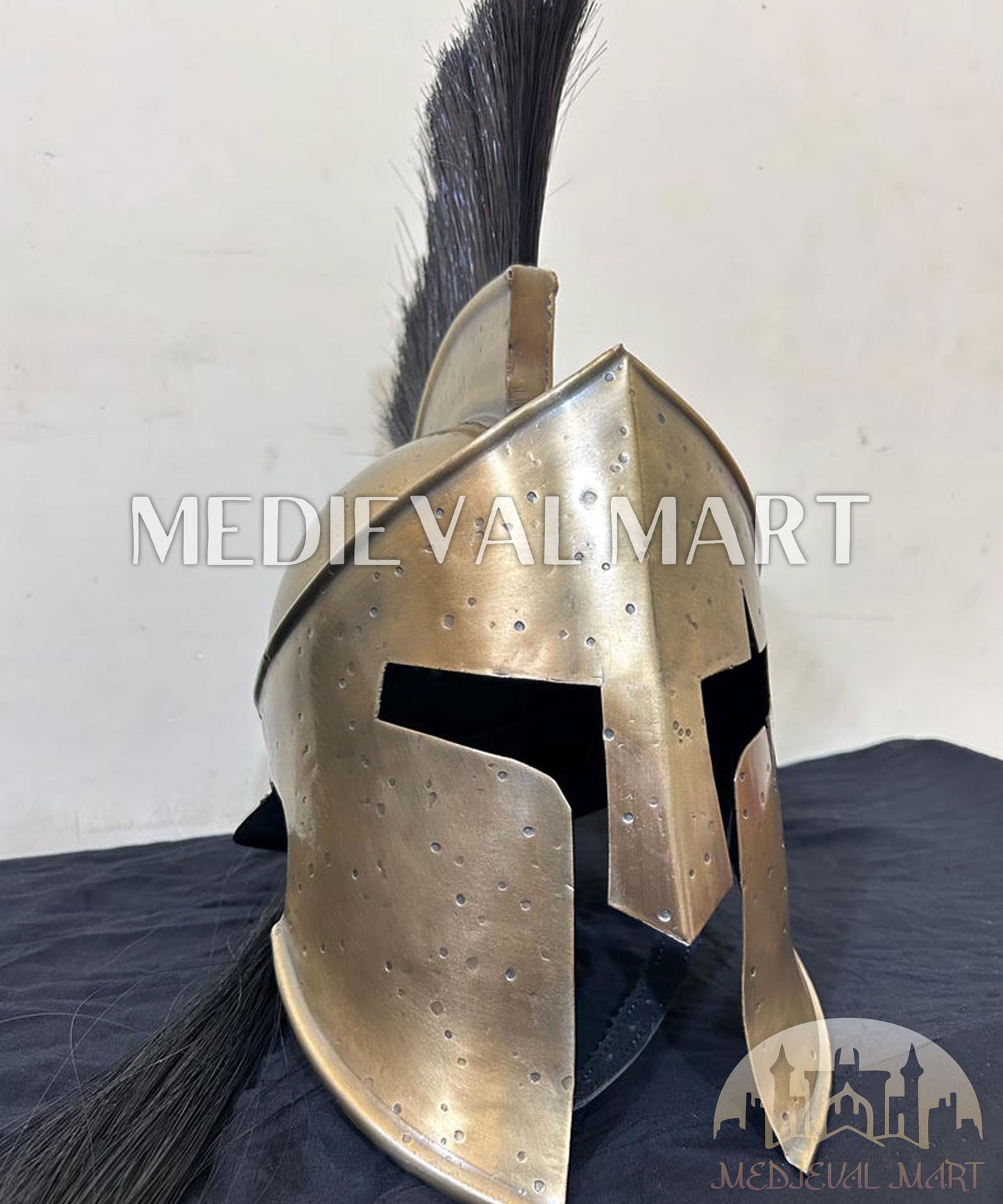 MEDIEVALMART "300" Spartan King Leonidas Damaged Helmet W/H Free Stand | 300 Props
