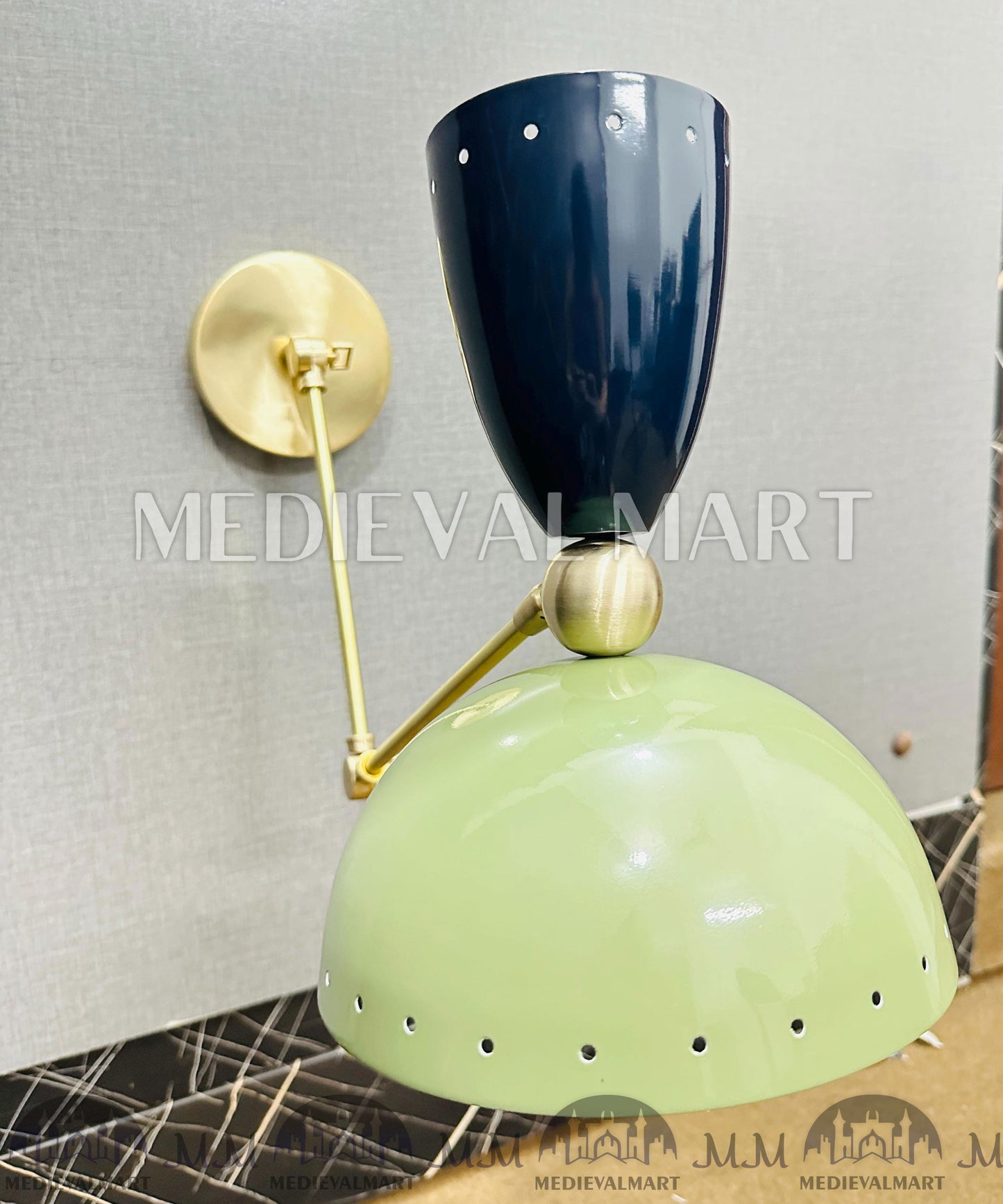MEDIEVALMART Mid Century Modern Wall Sconce: Adjustable Brass Reading Lamp