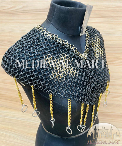 MEDIEVALMART Women’s Black (Sable Knight) Chainmail Armor W/o Skirt